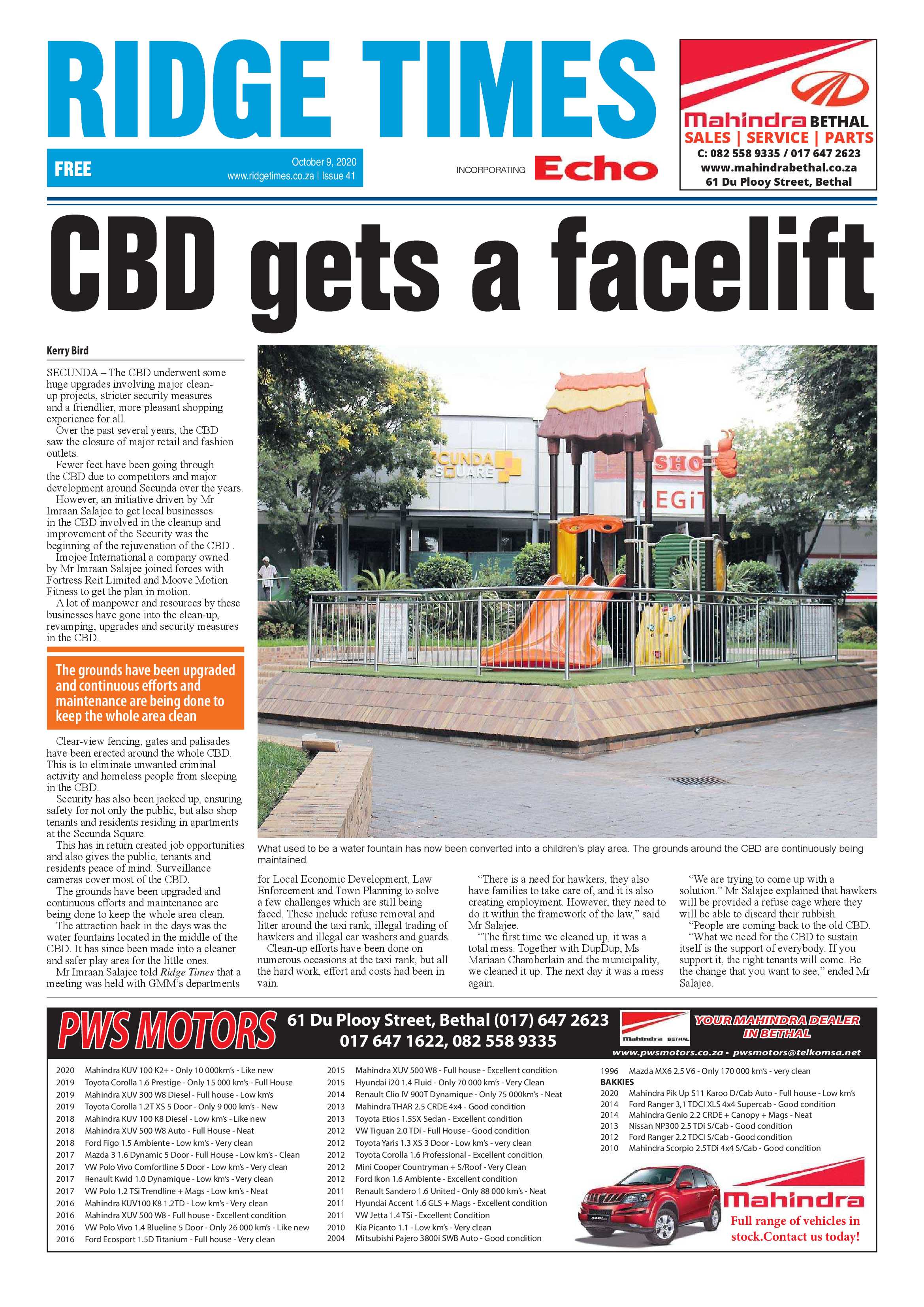 Ridge Times 09 October 2020 page 1