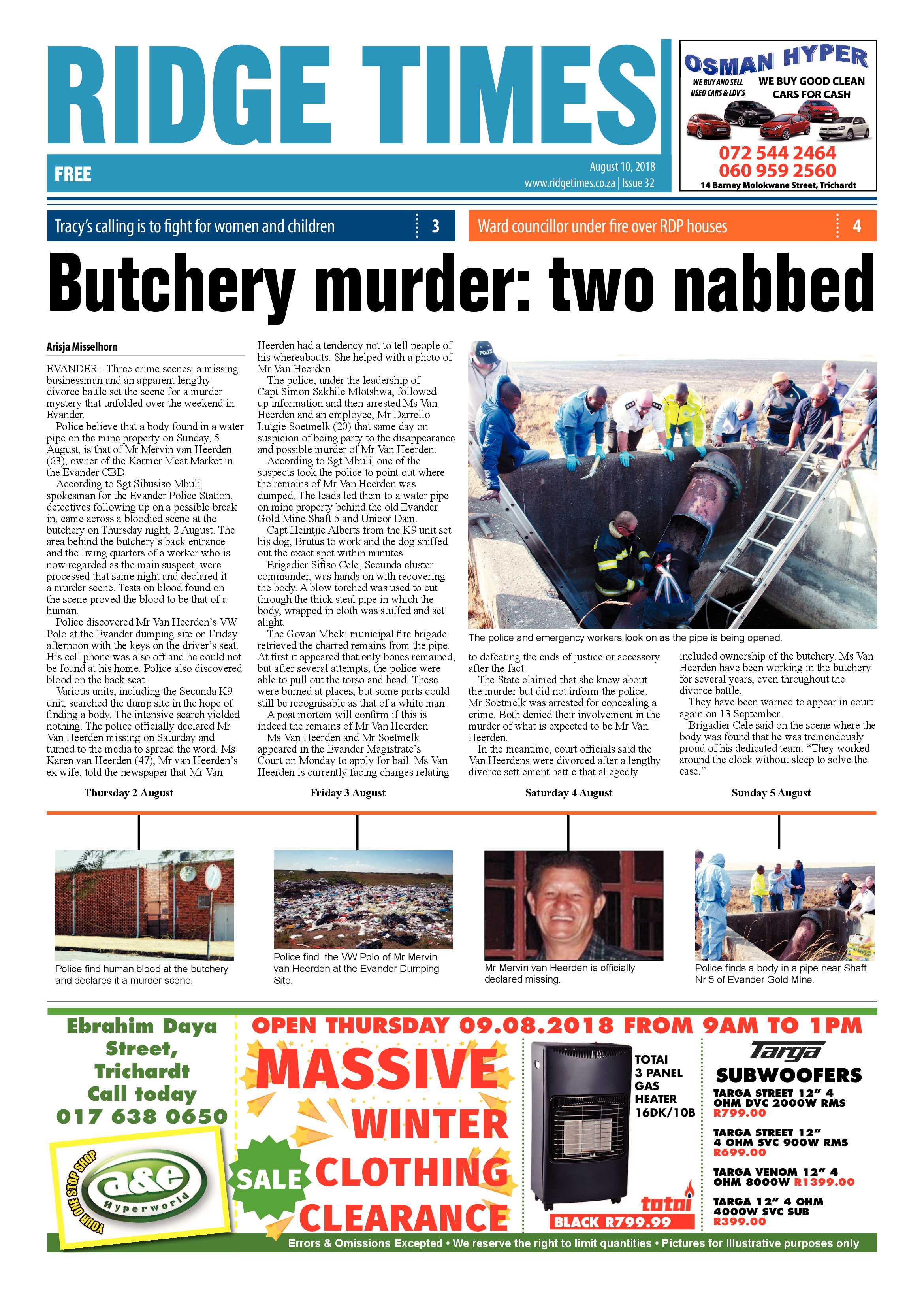 Ridge Times 10 August 2018 page 1