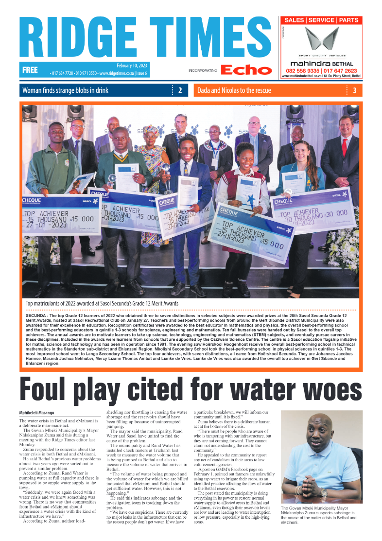 Ridge Times 10 February 2023 page 1