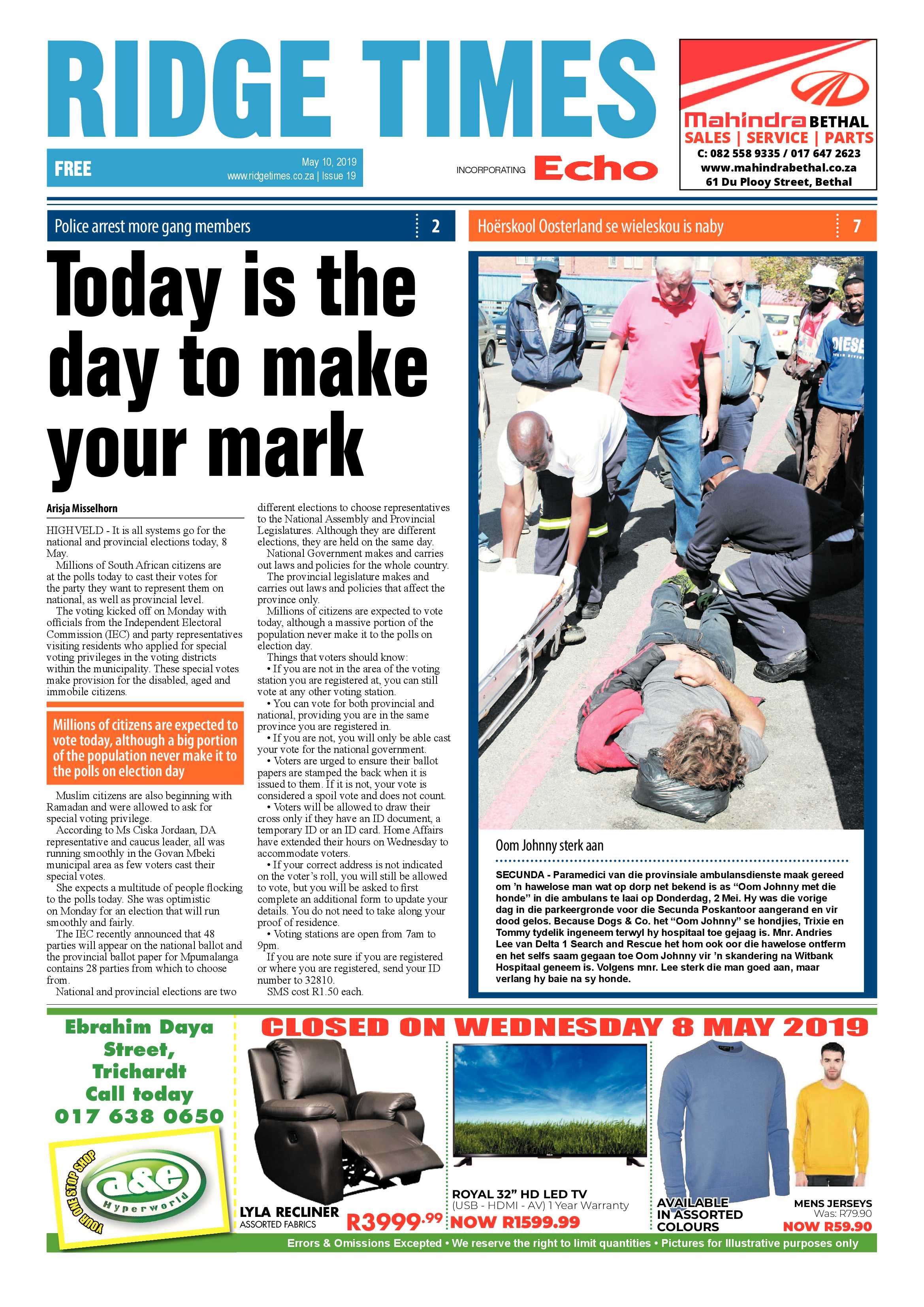 Ridge Times 10 May 2019 page 1
