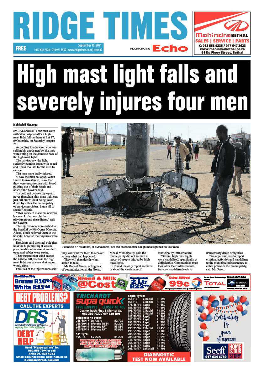 Ridge Times 10 September 2021 page 1