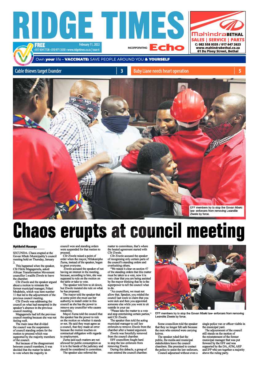 Ridge Times 11 February 2022 page 1