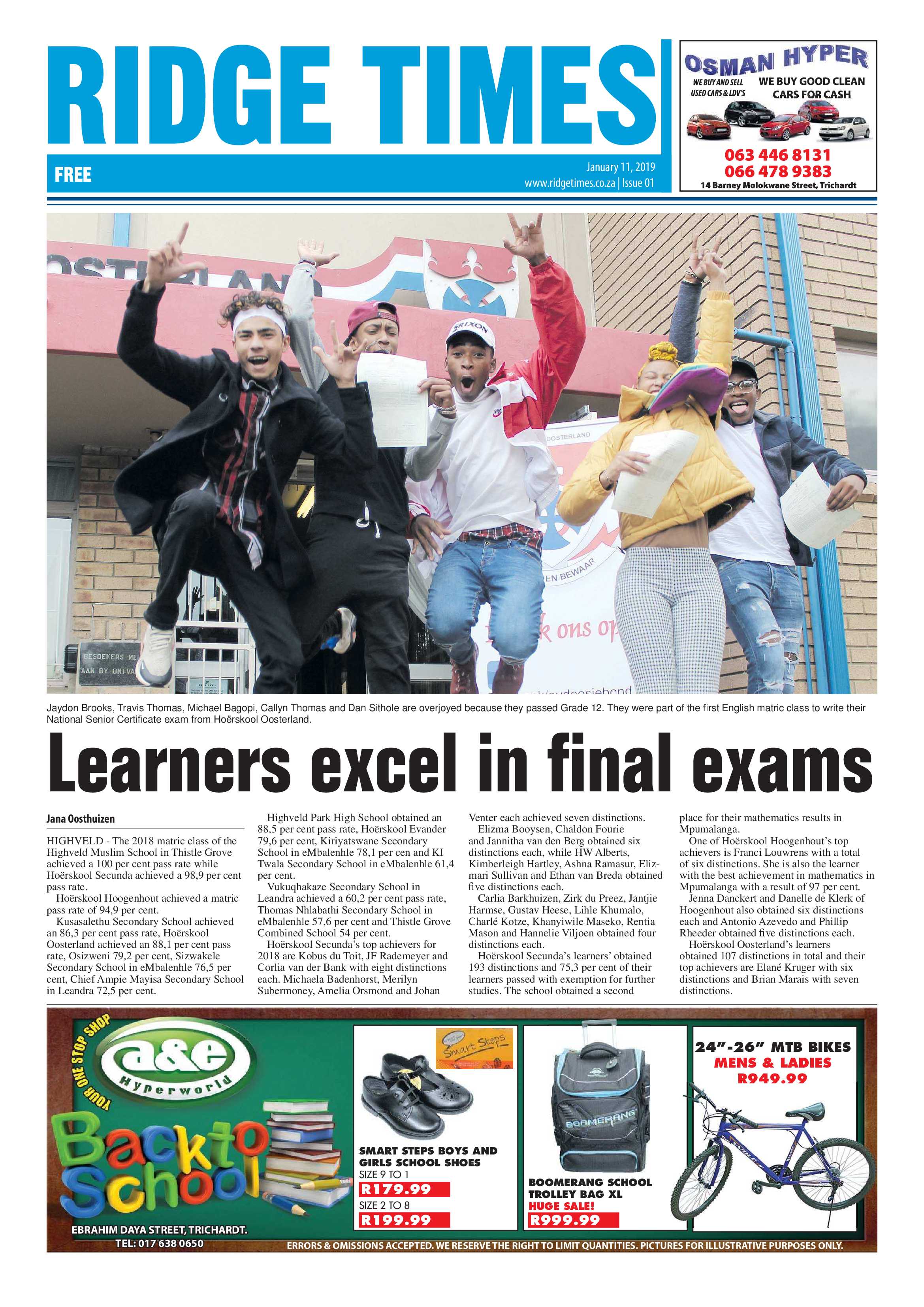 Ridge Times 11 January 2019 page 1