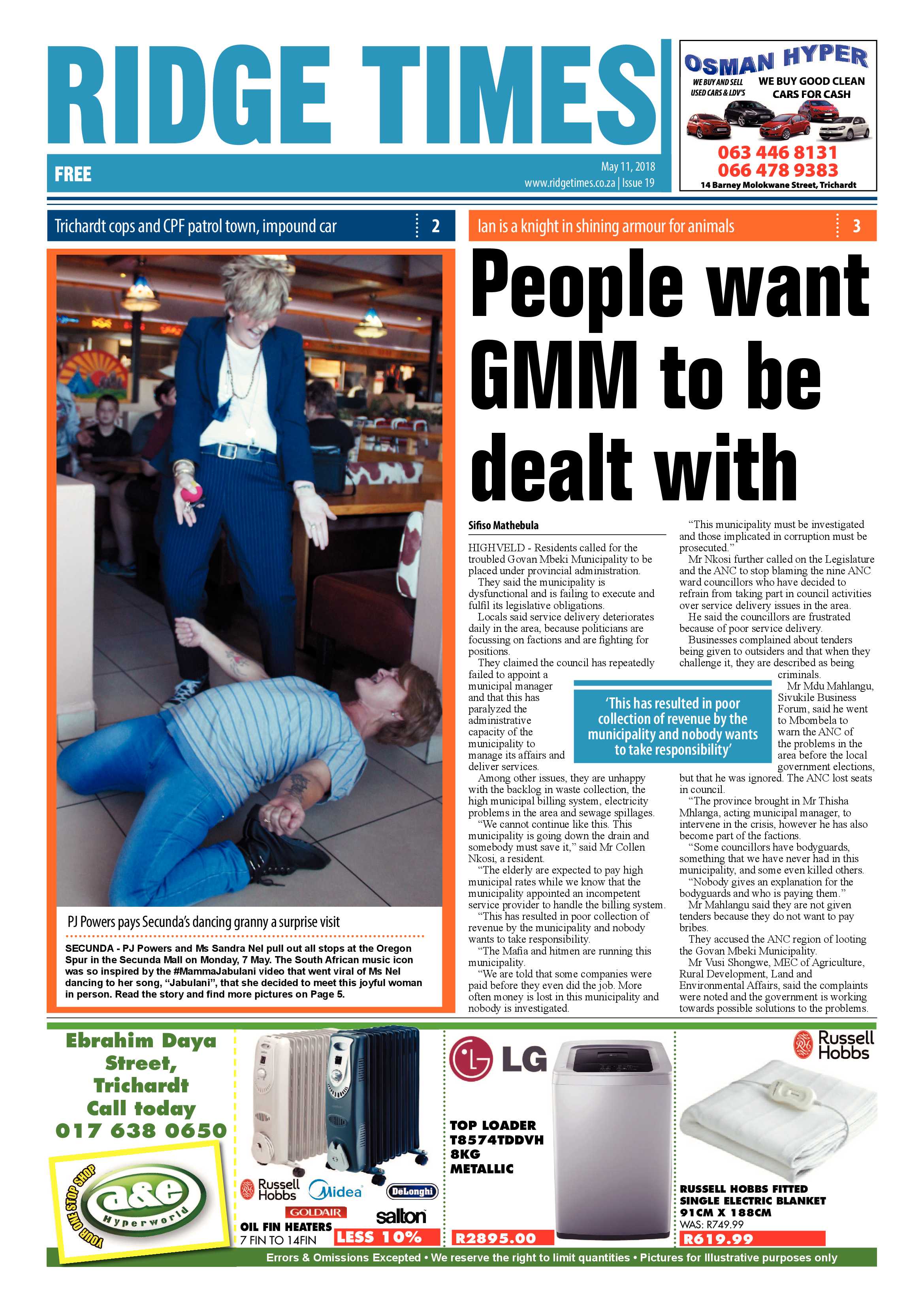 Ridge Times 11 May 2018 page 1