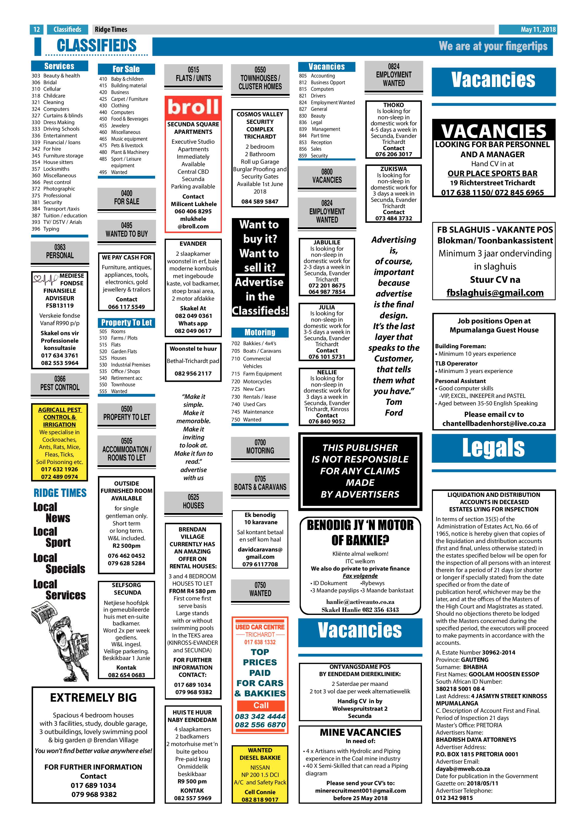 Ridge Times 11 May 2018 page 12