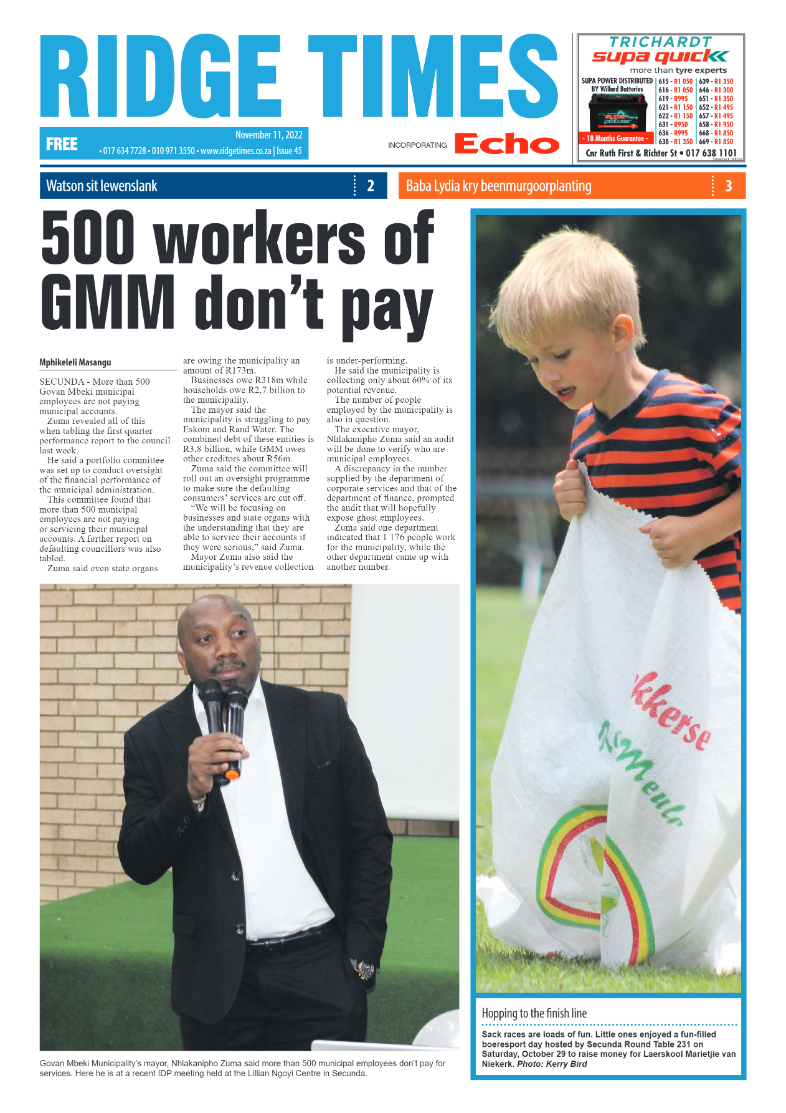 Ridge Times 11 Nov 2022 page 1