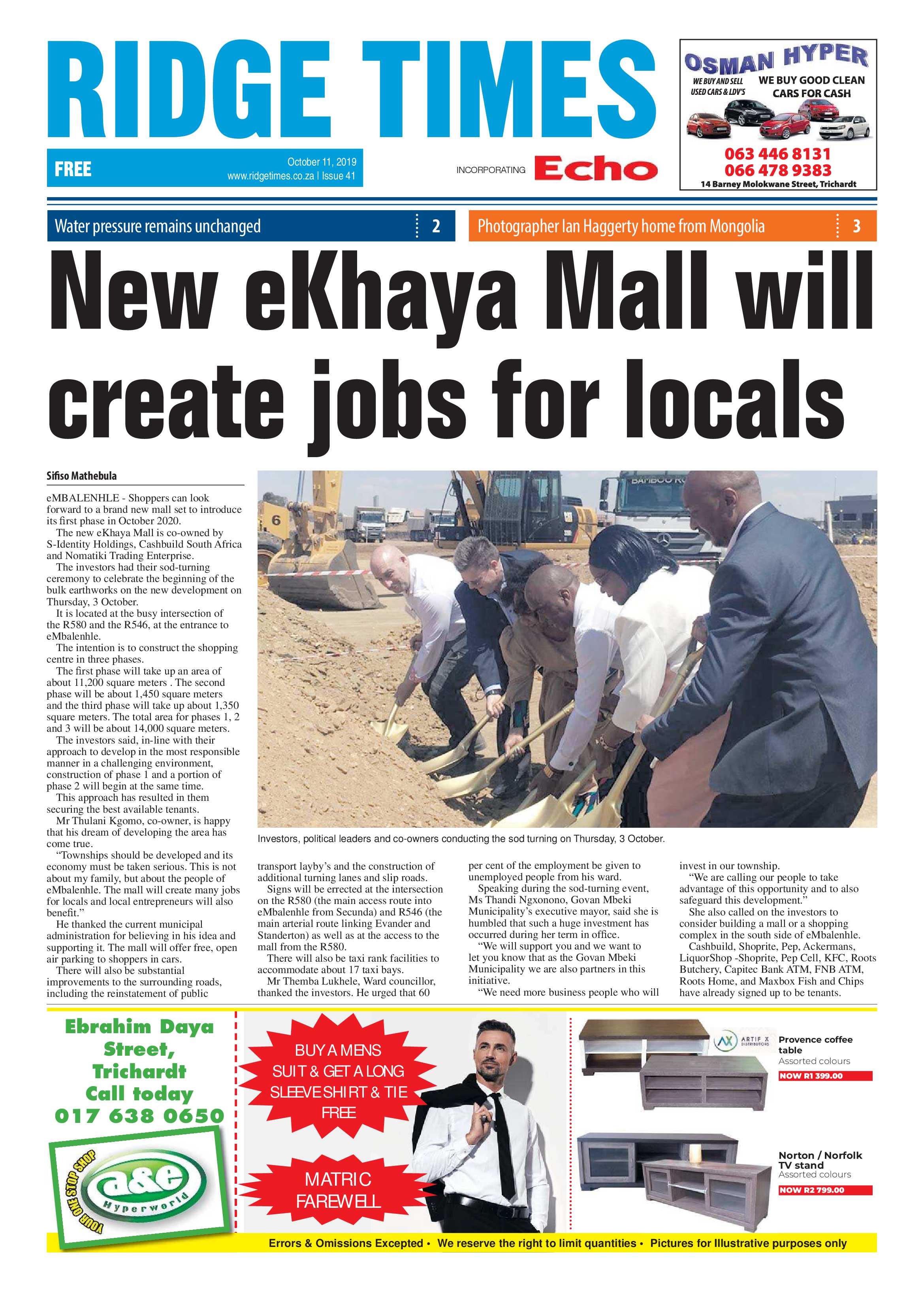 Ridge Times 11 October 2019 page 1