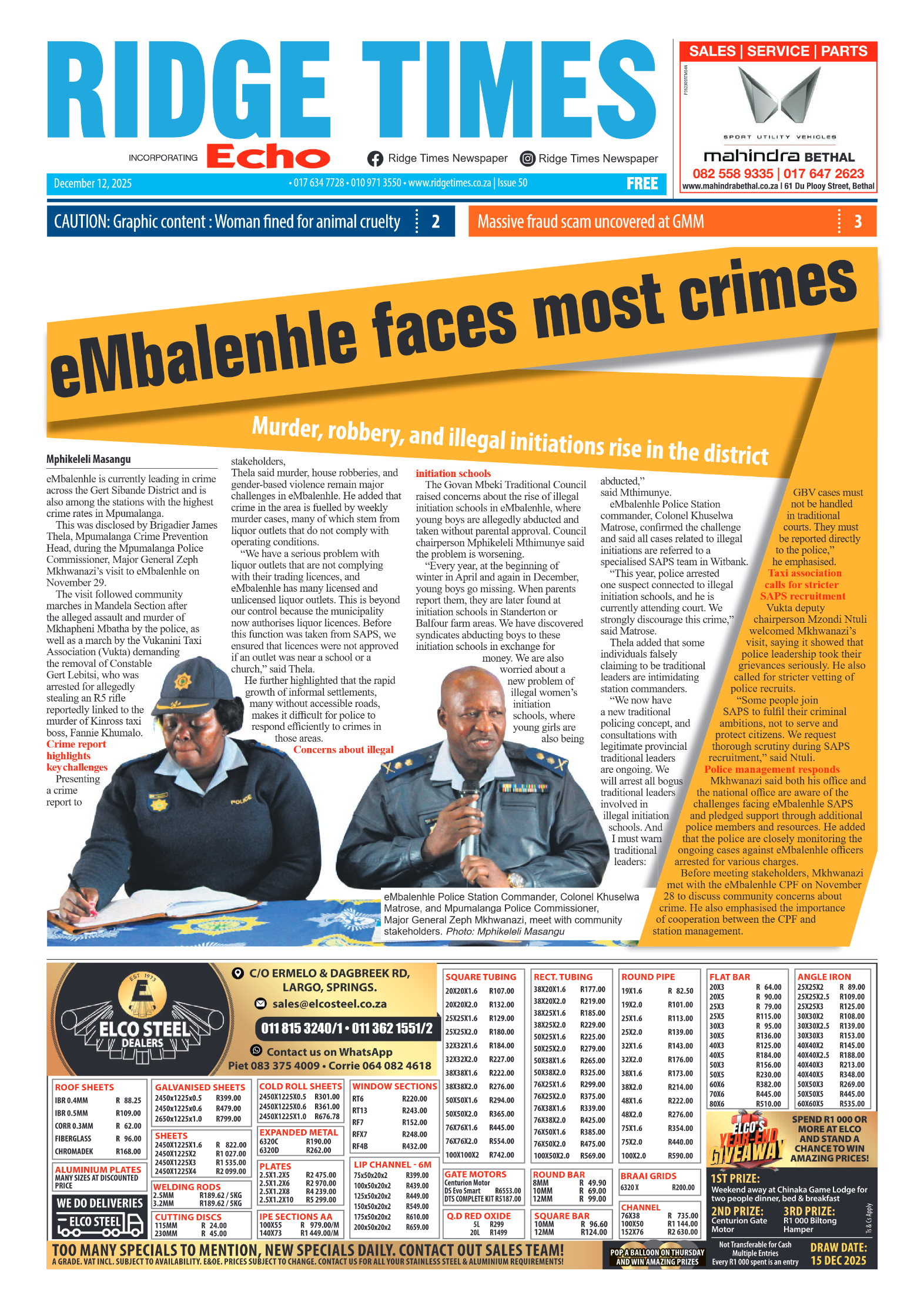 Ridge Times 12 December 2025 page 1