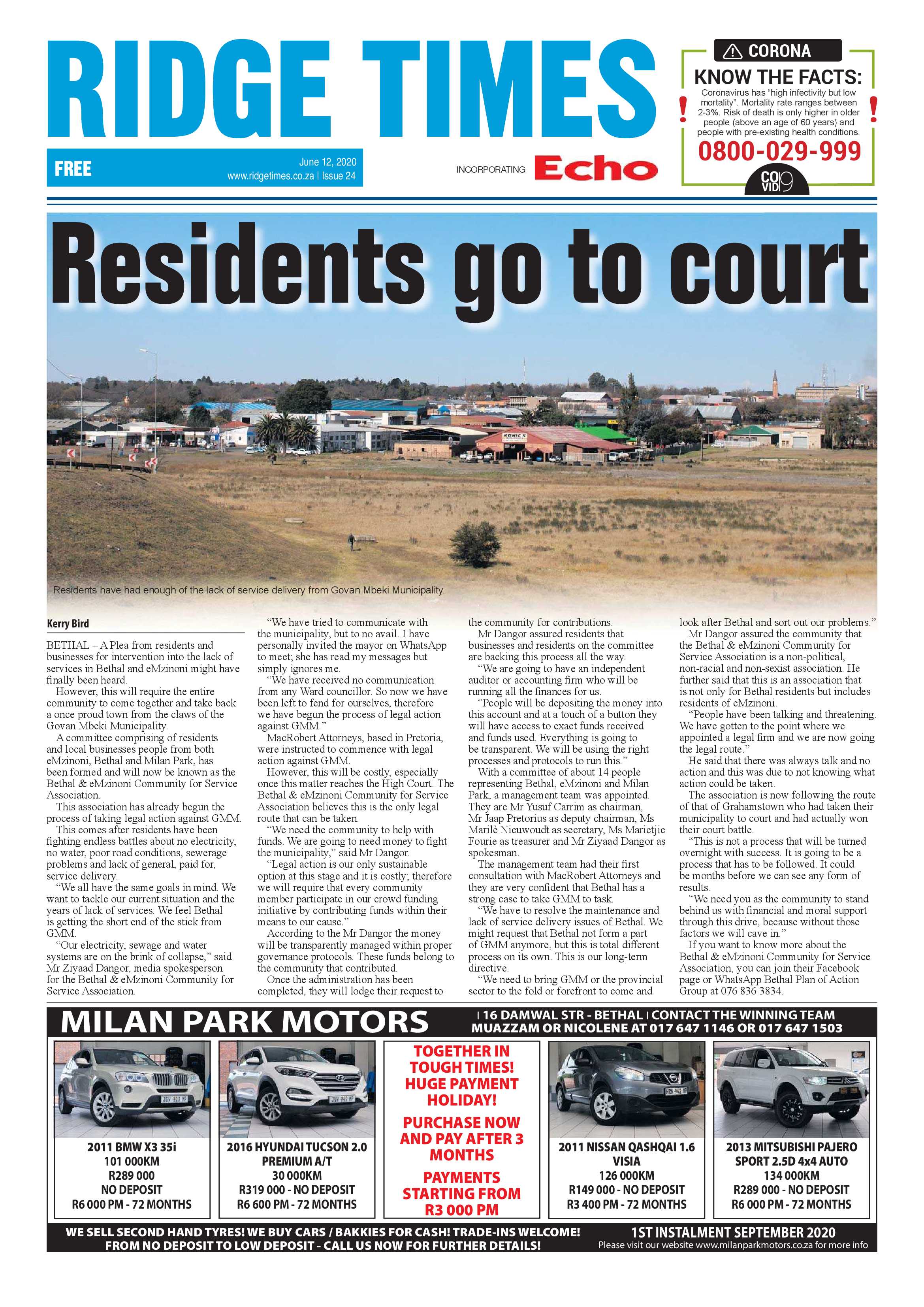 Ridge Times 12 June 2020 page 1