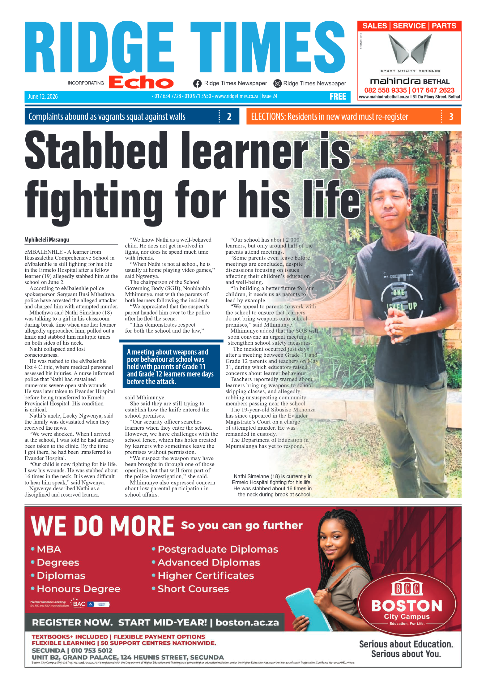 Ridge Times 12 June 2026 page 1