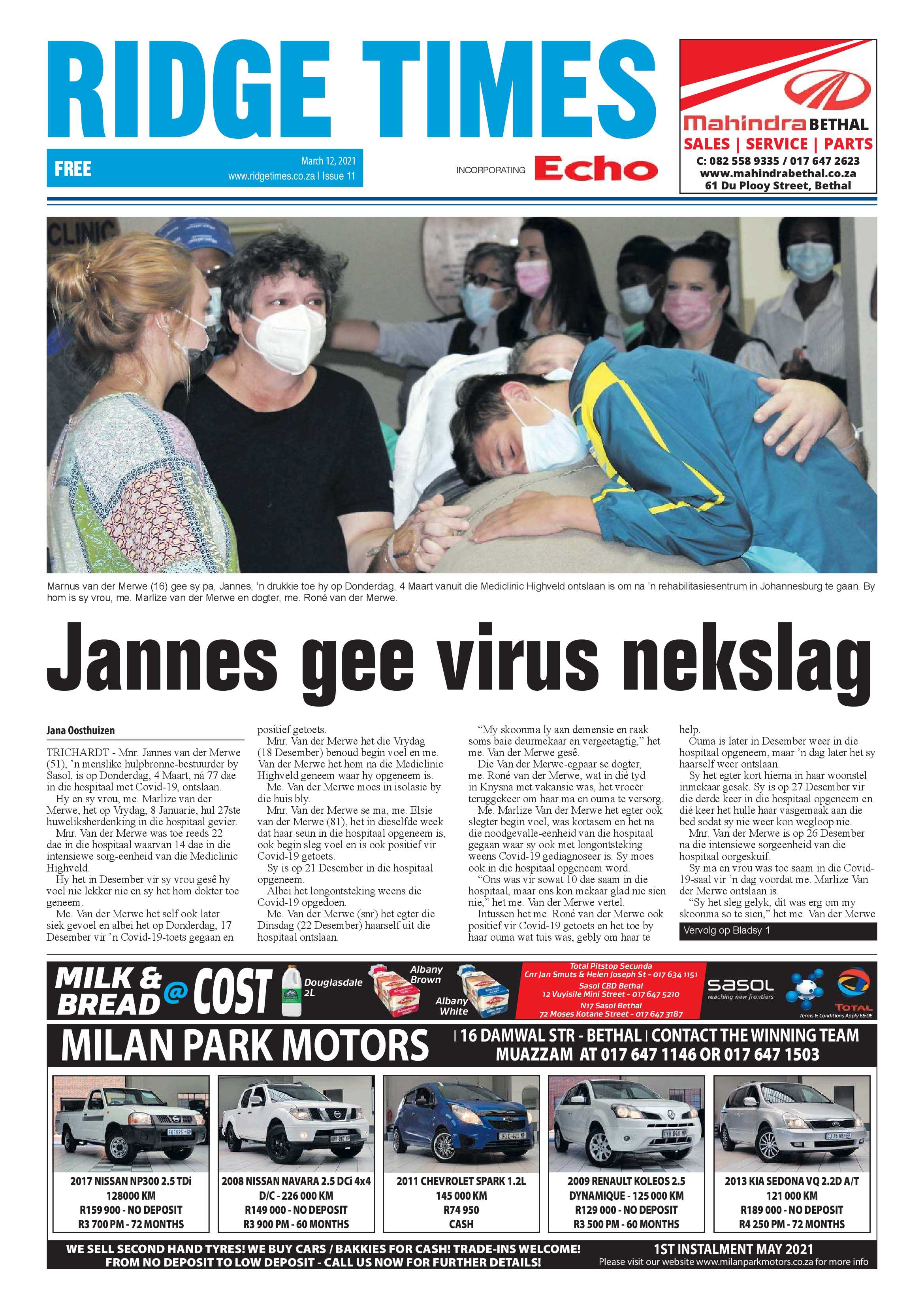 Ridge Times 12 March 2021 page 1