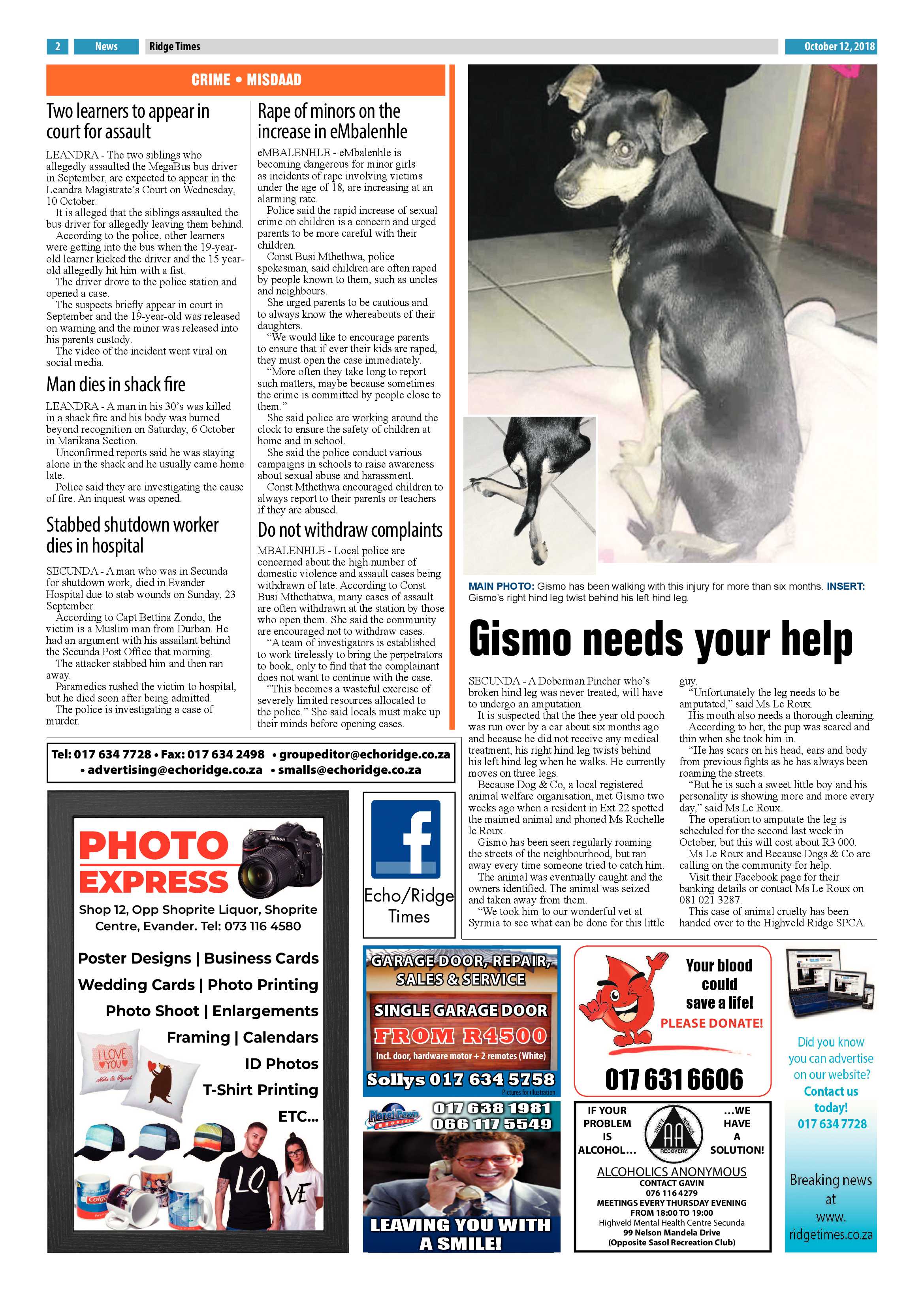 Ridge Times 12 October 2018 page 2