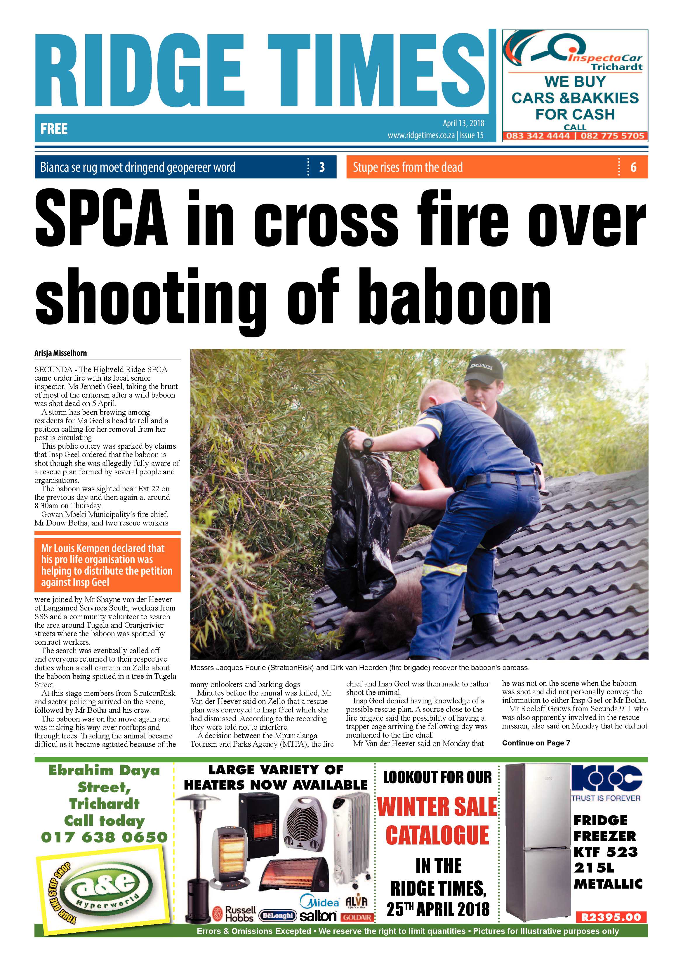 Ridge Times 13 April 2018 page 1