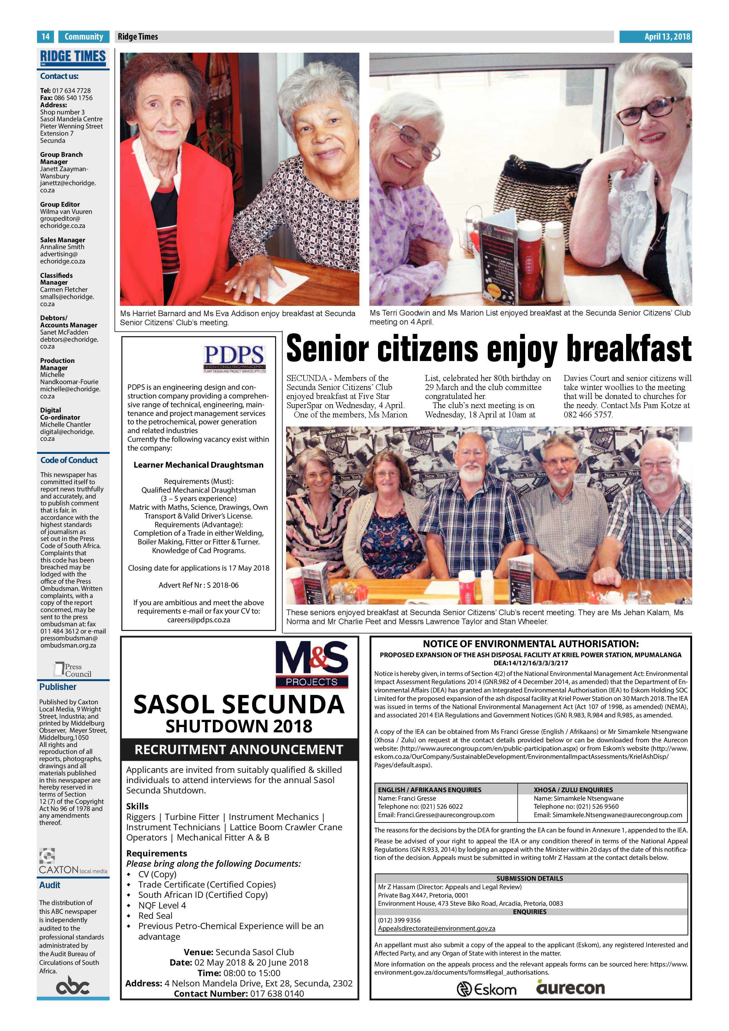 Ridge Times 13 April 2018 page 14