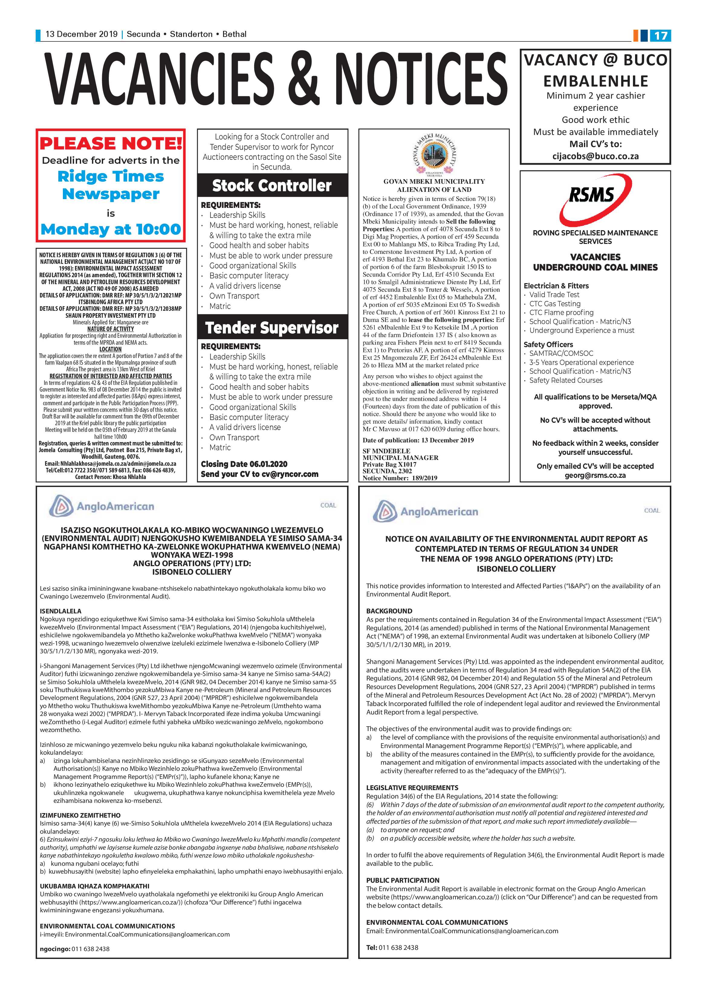 Ridge Times 13 December 2019 page 19