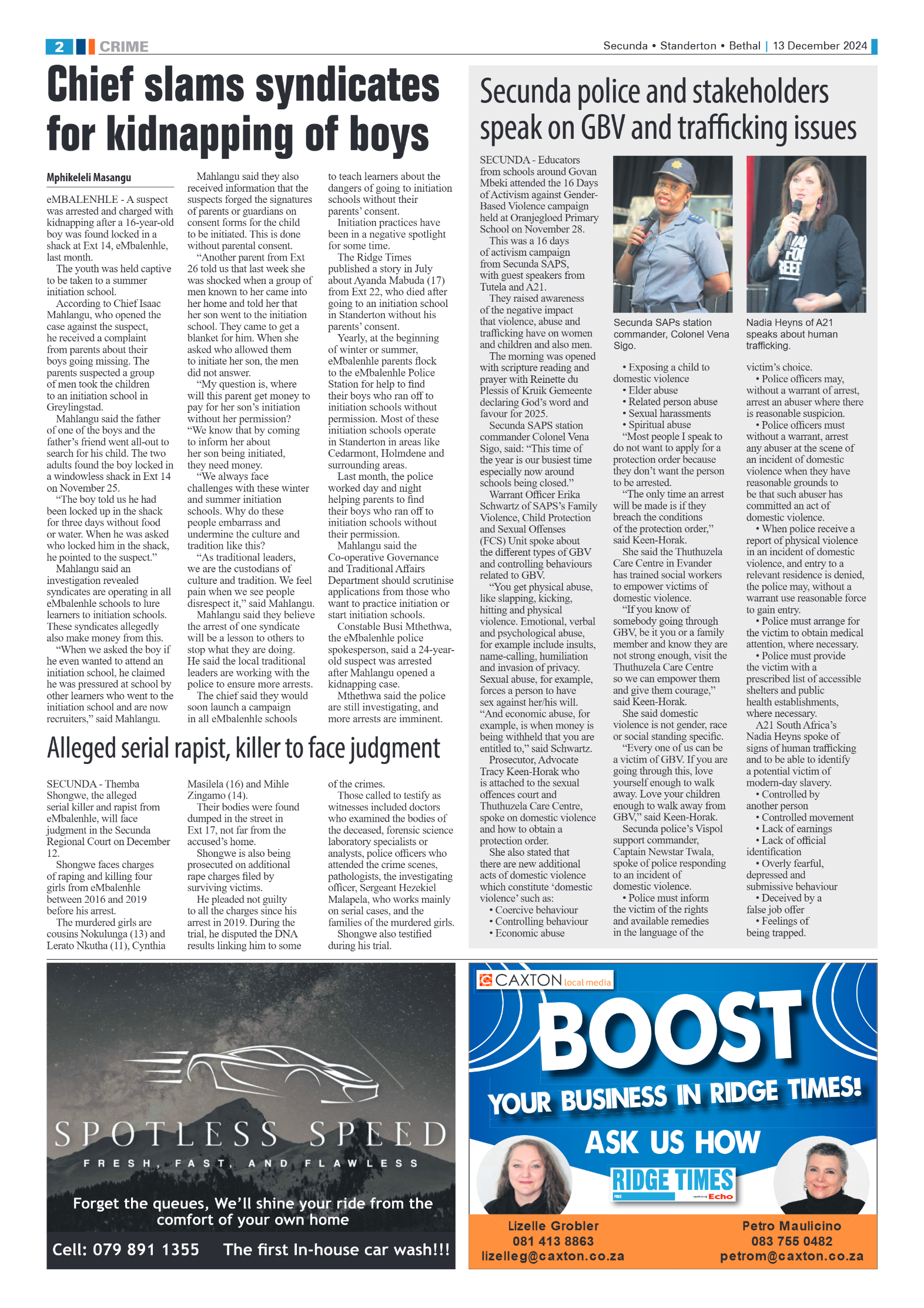 Ridge Times 13 December 2024 page 2