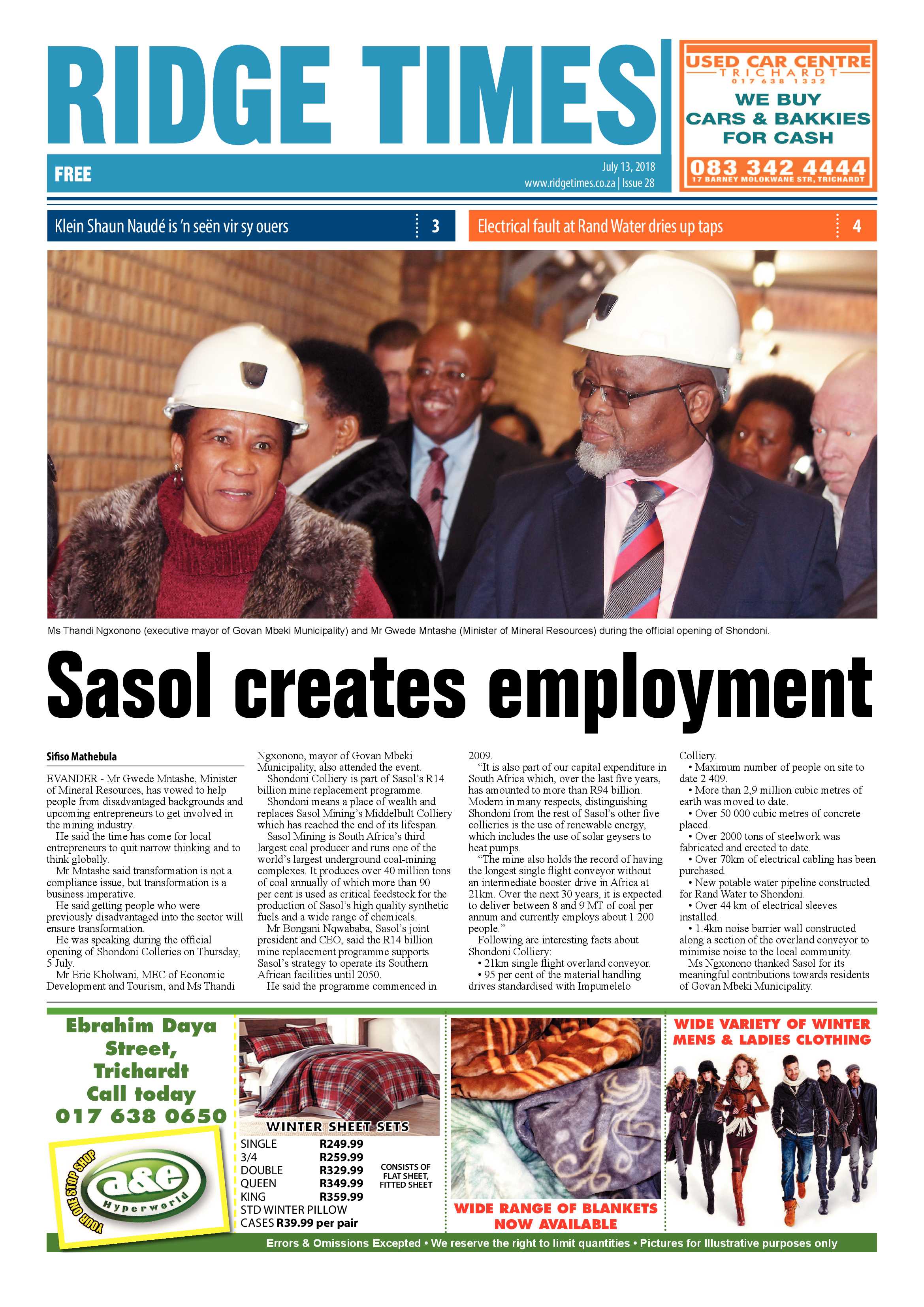Ridge Times 13 July 2018 page 1