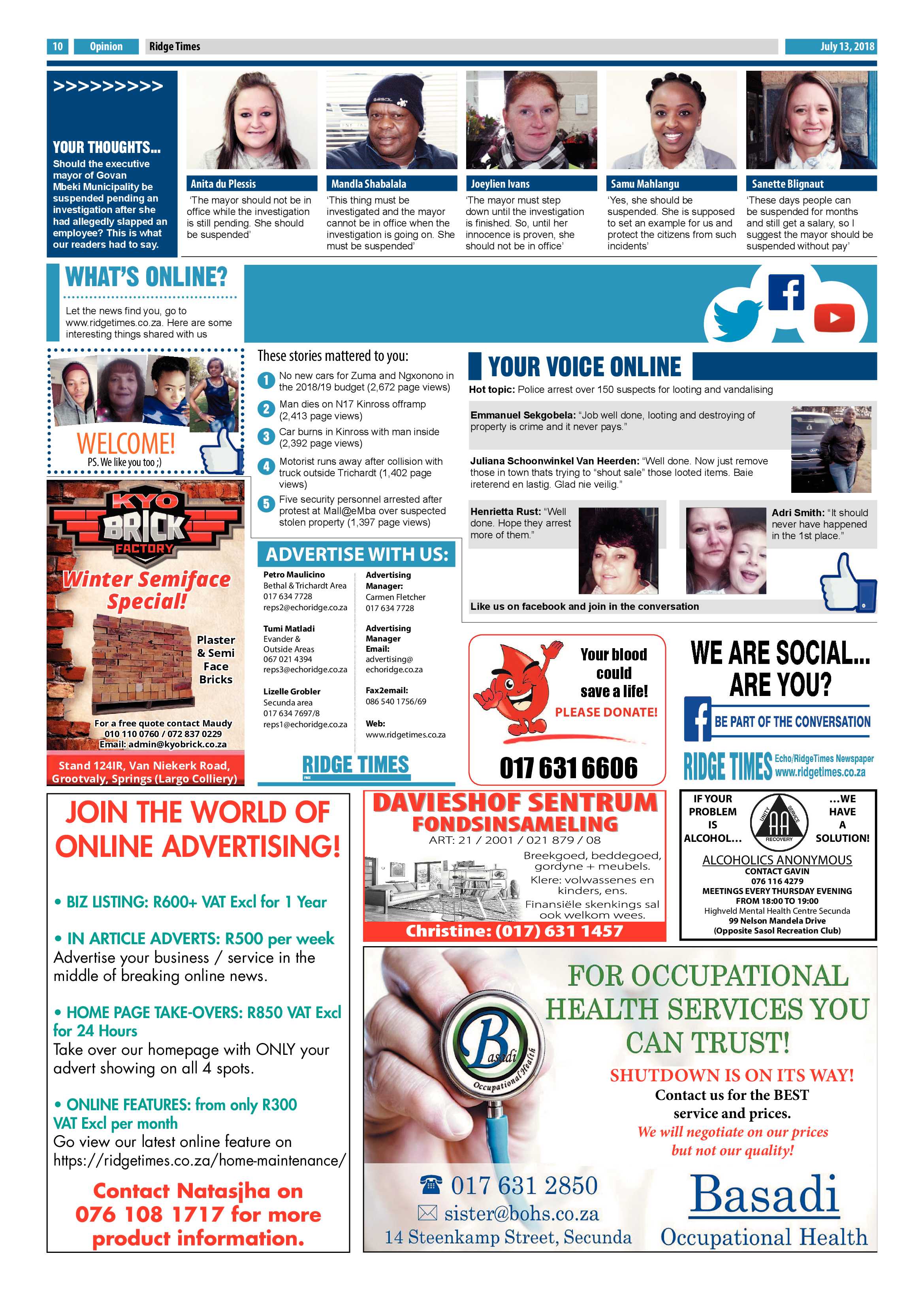 Ridge Times 13 July 2018 page 18