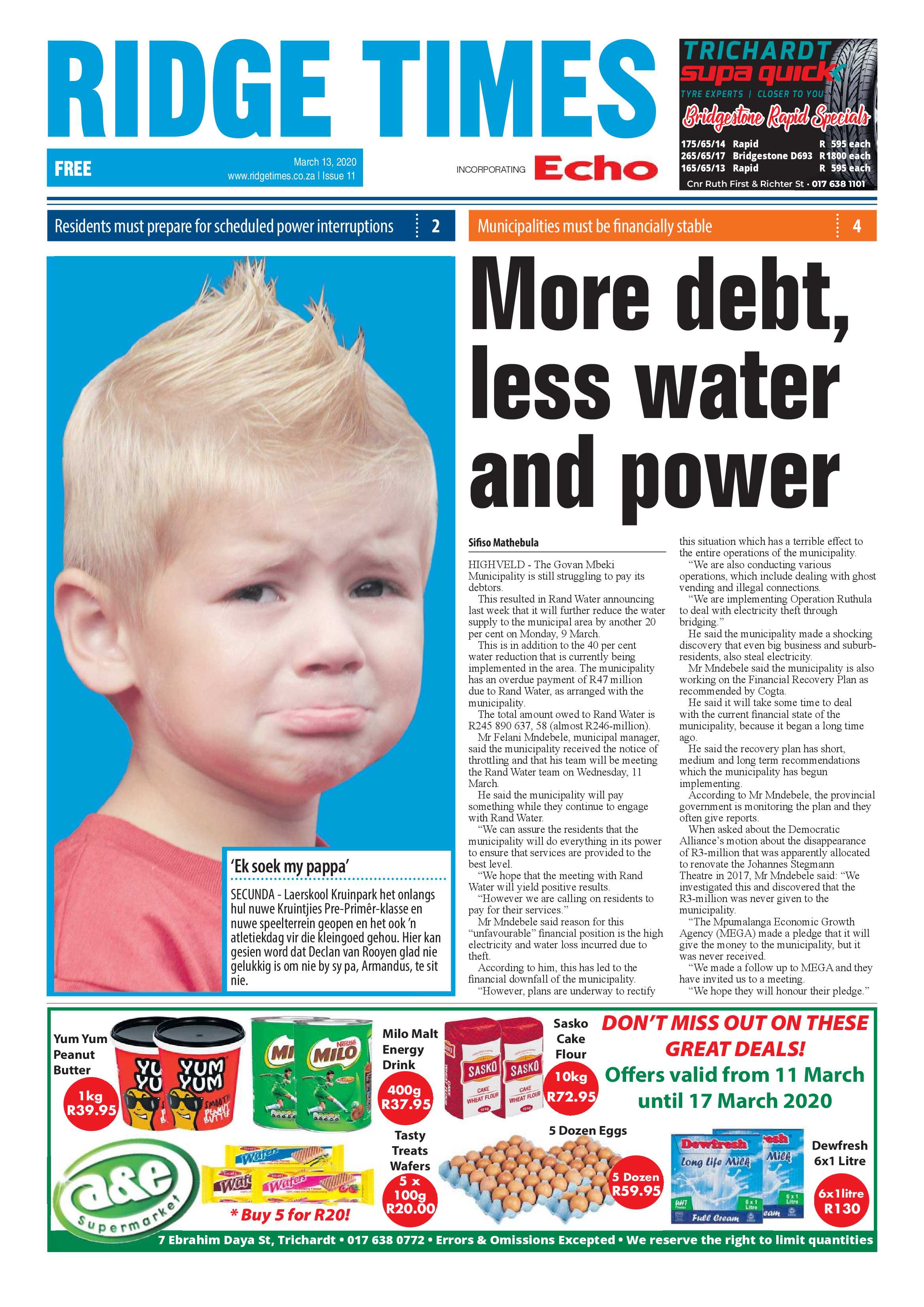 Ridge Times 13 March 2020 page 1