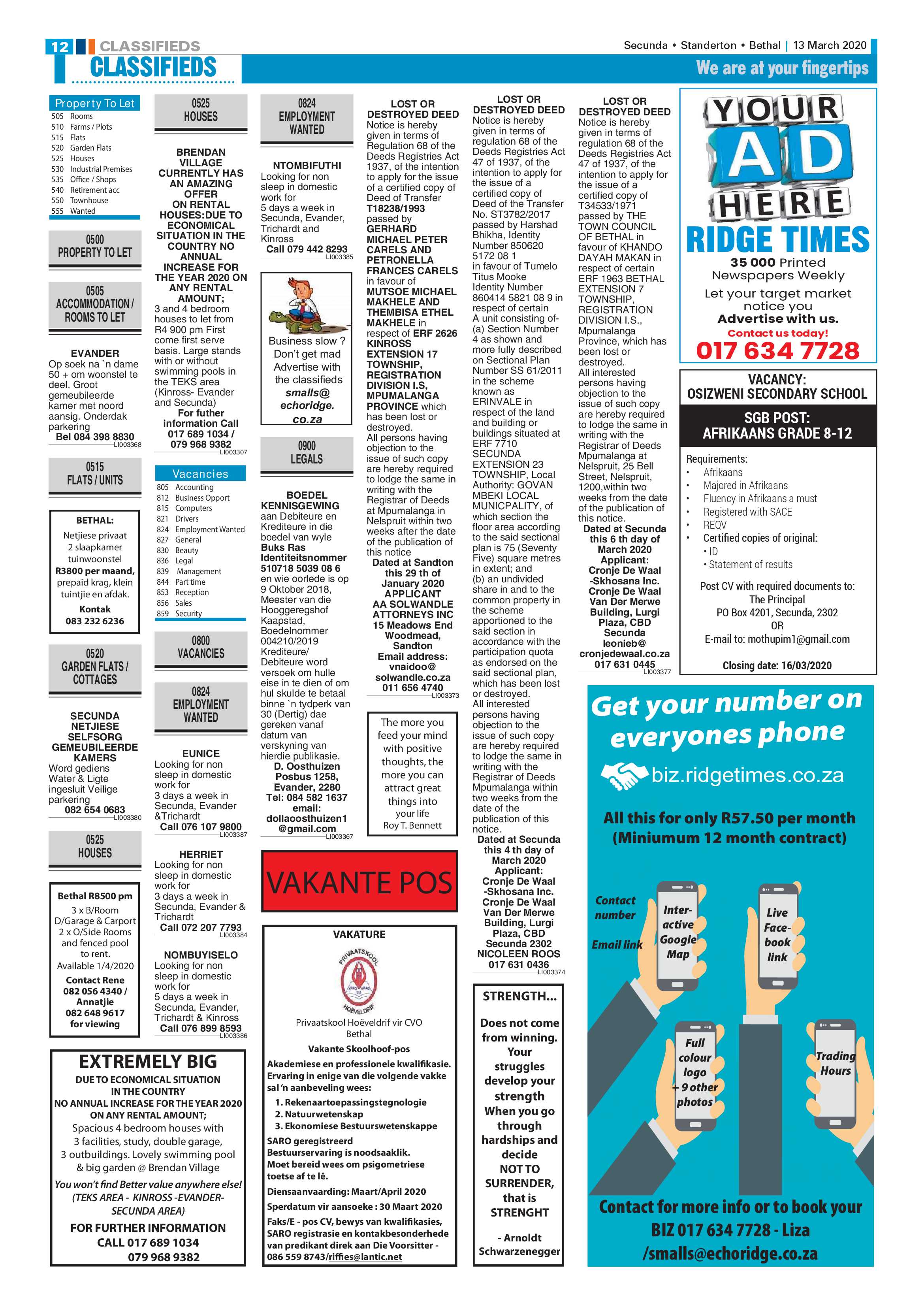 Ridge Times 13 March 2020 page 12