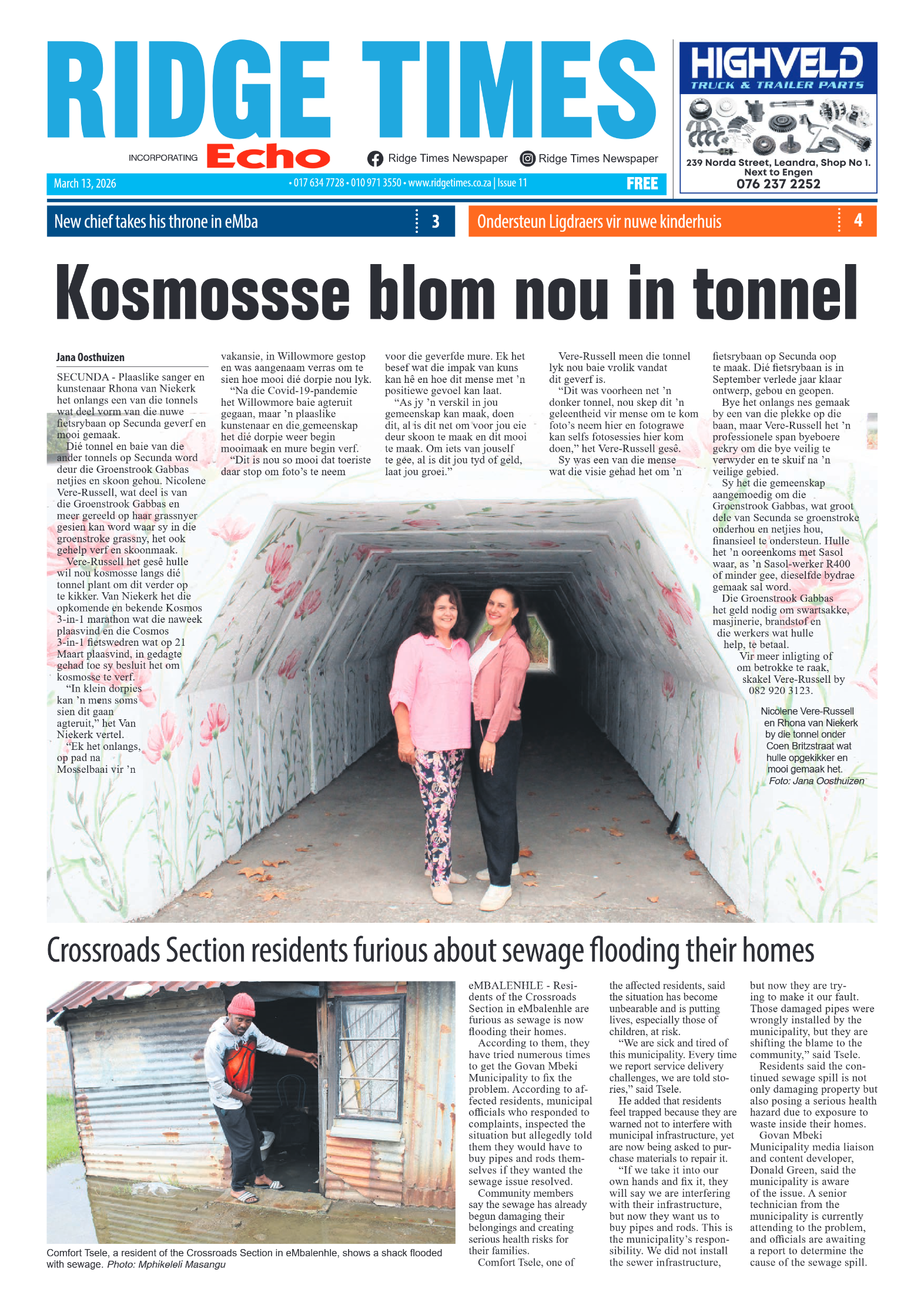 Ridge Times 13 March 2026 page 1