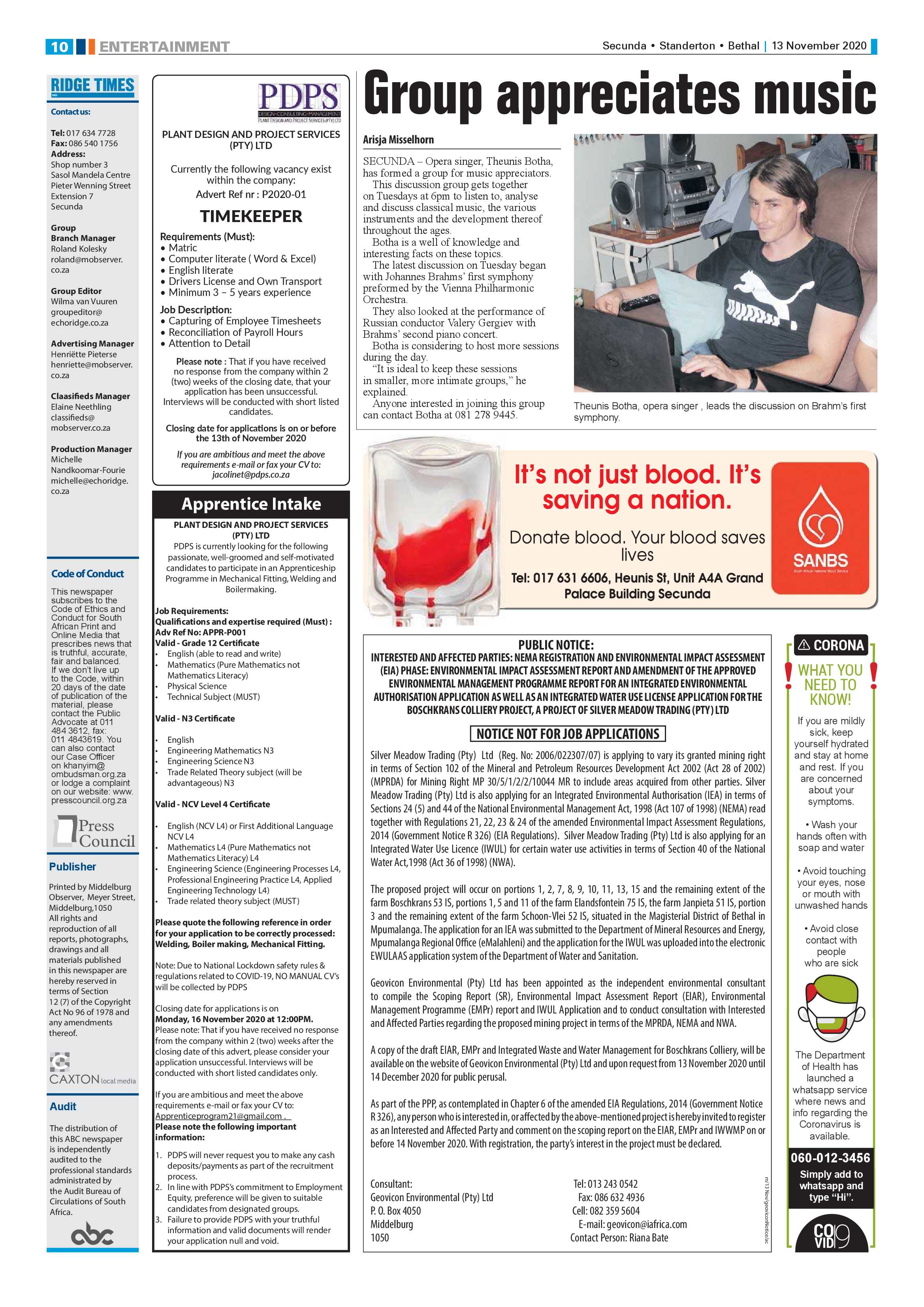 Ridge Times 13 November 2020 page 10