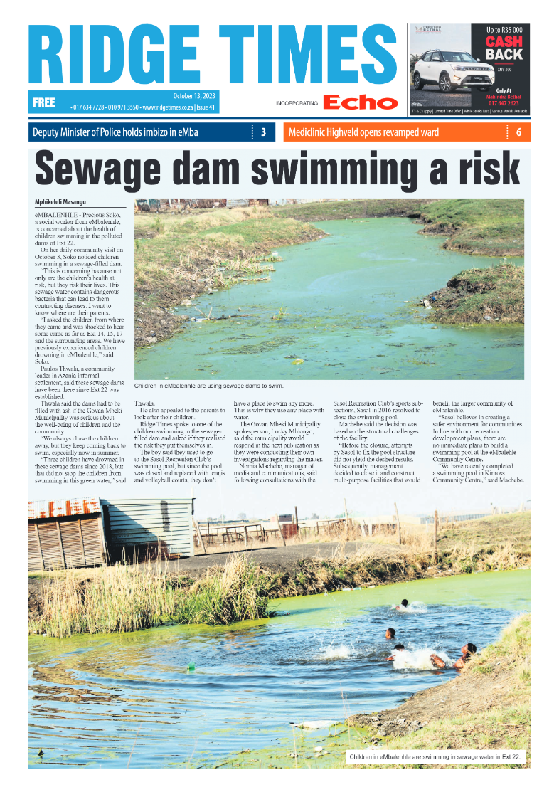 Ridge Times 13 October 2023 page 1