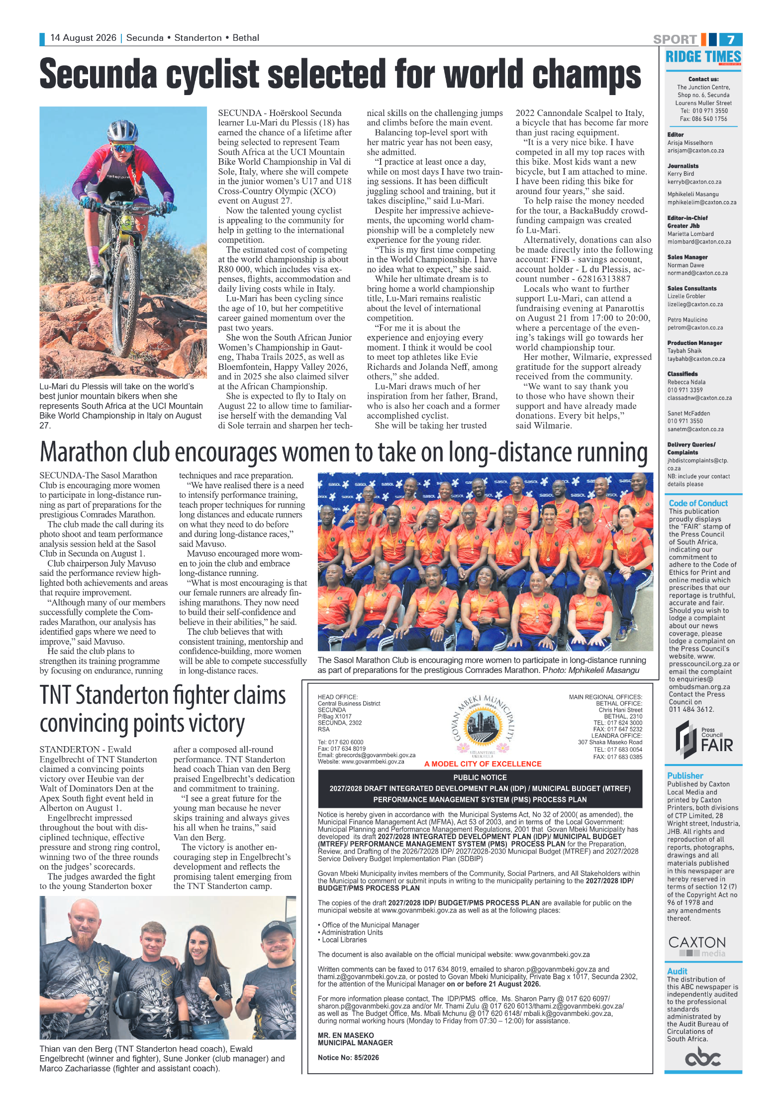 Ridge Times 14 August 2026 page 7