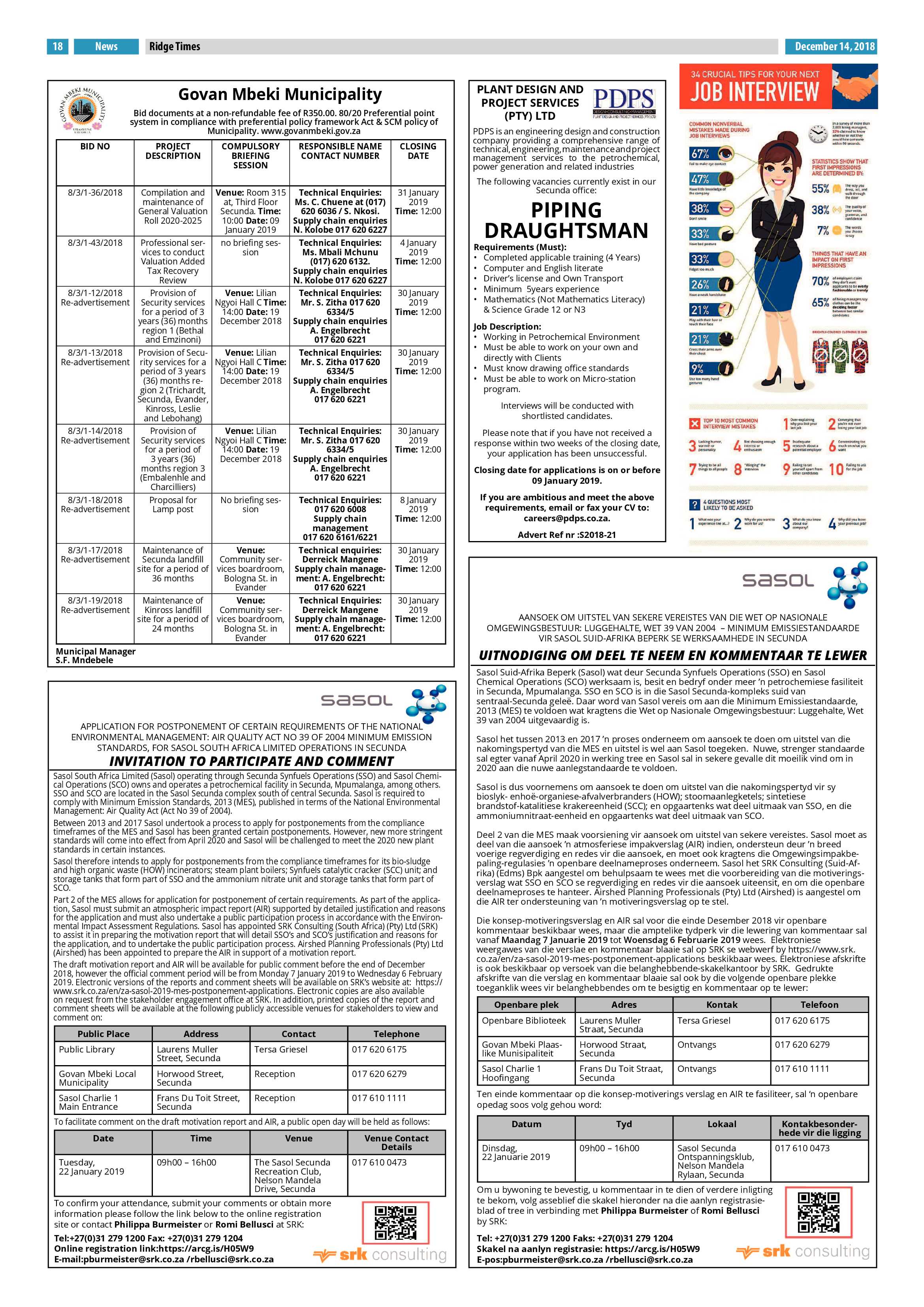 Ridge Times 14 December 2018 page 20