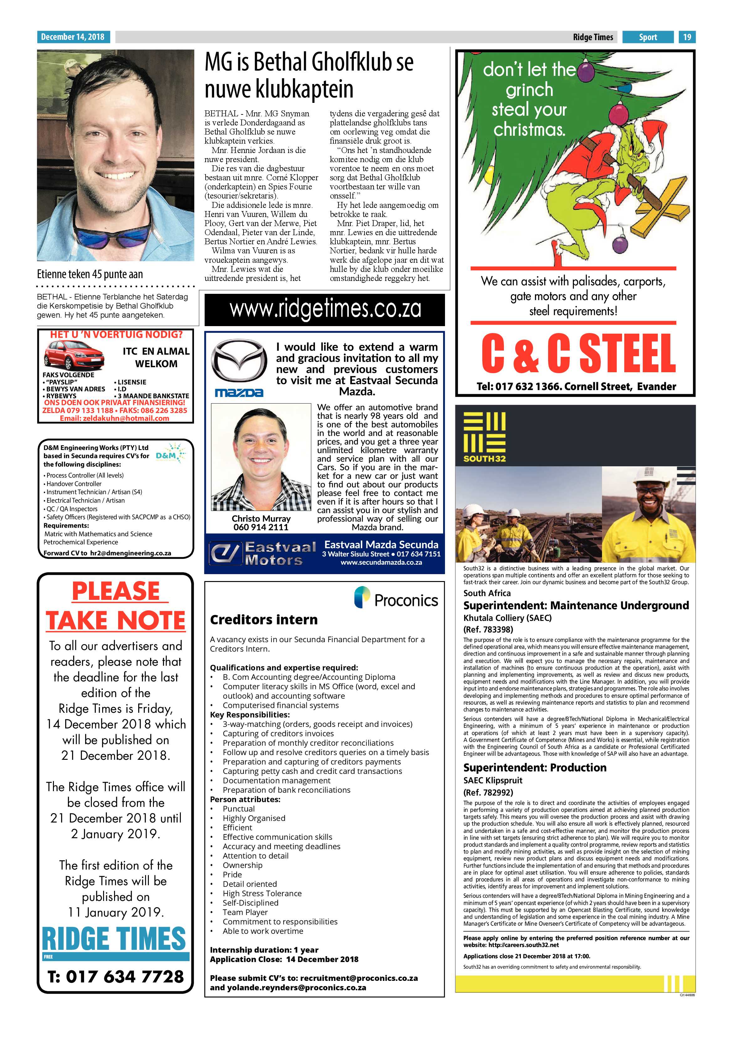 Ridge Times 14 December 2018 page 21