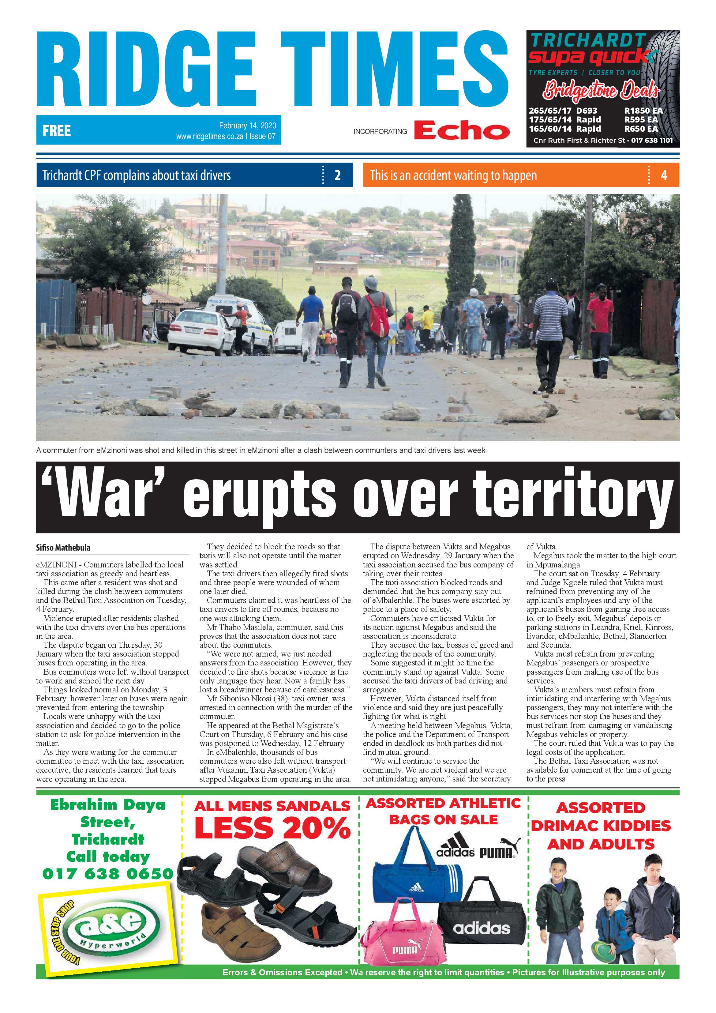 Ridge Times 14 February 2020 page 1