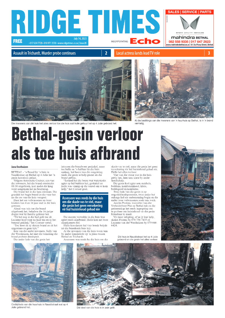 Ridge Times 14 July 2023 page 1