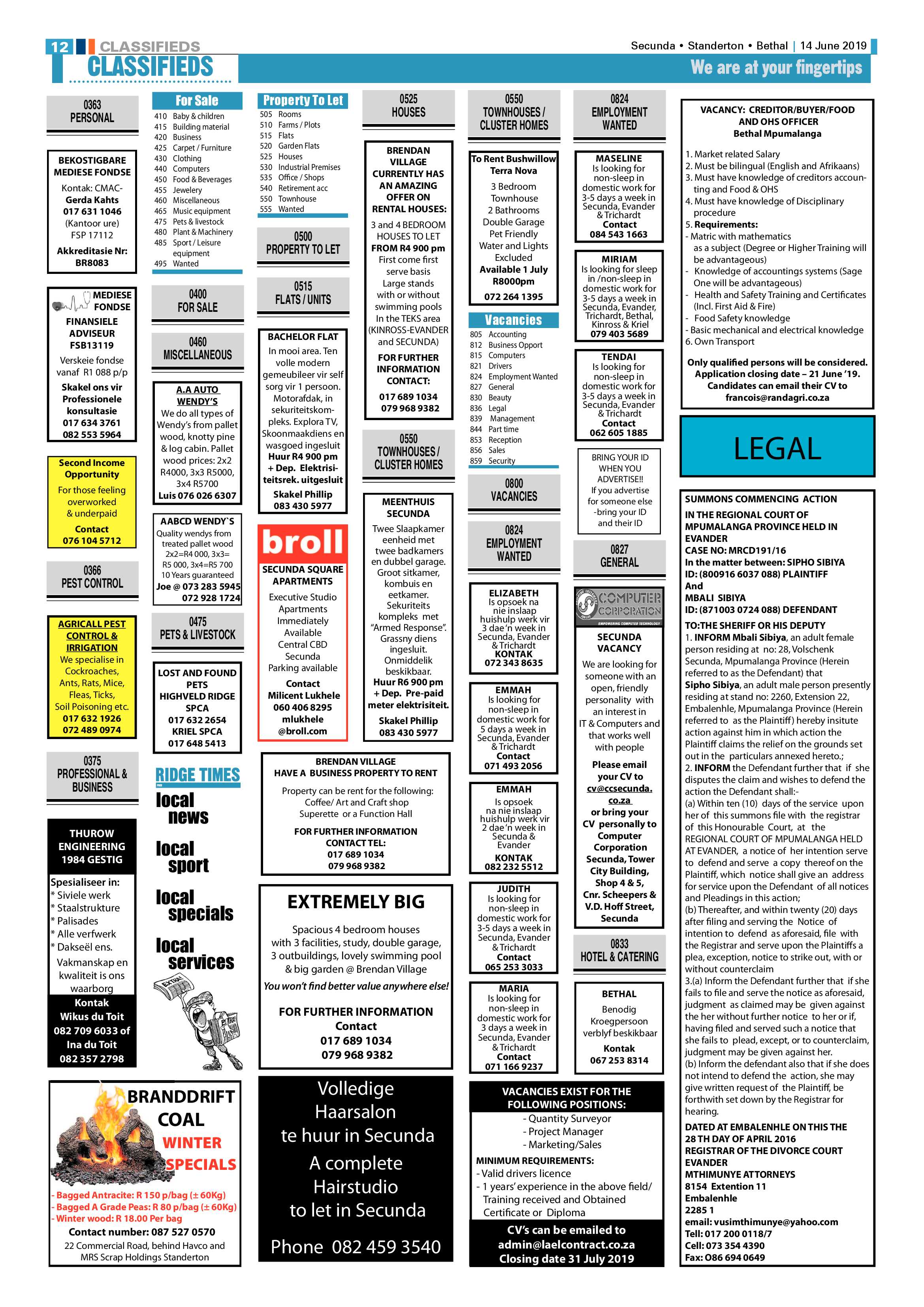 Ridge Times 14 June 2019 page 12