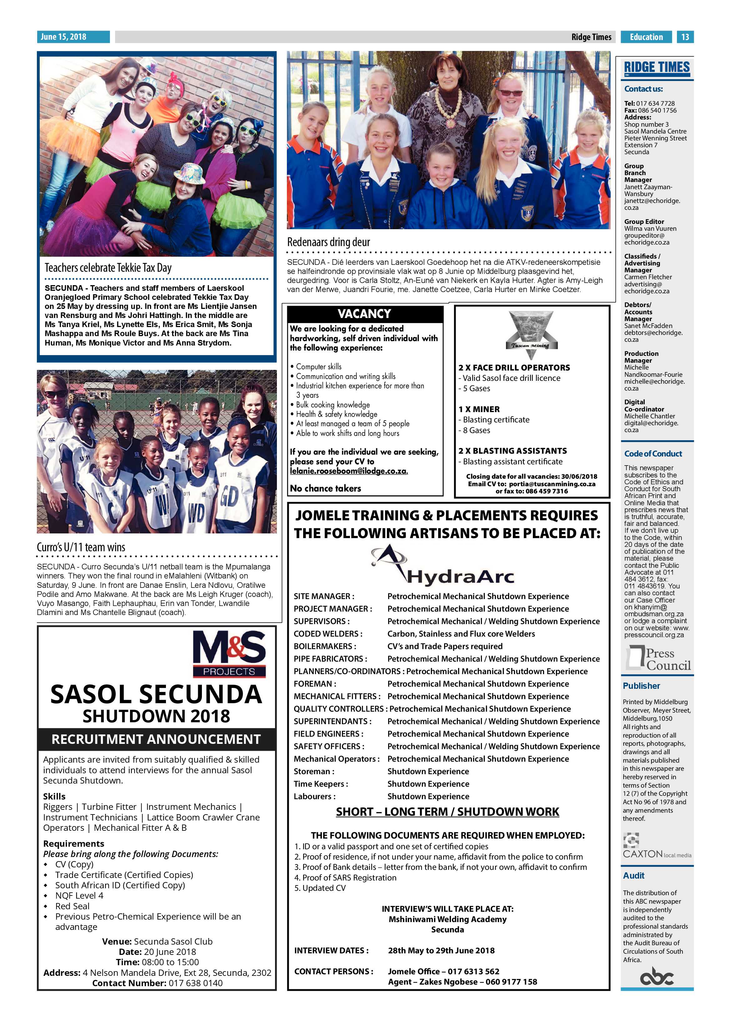 Ridge Times 15 June 2018 page 13