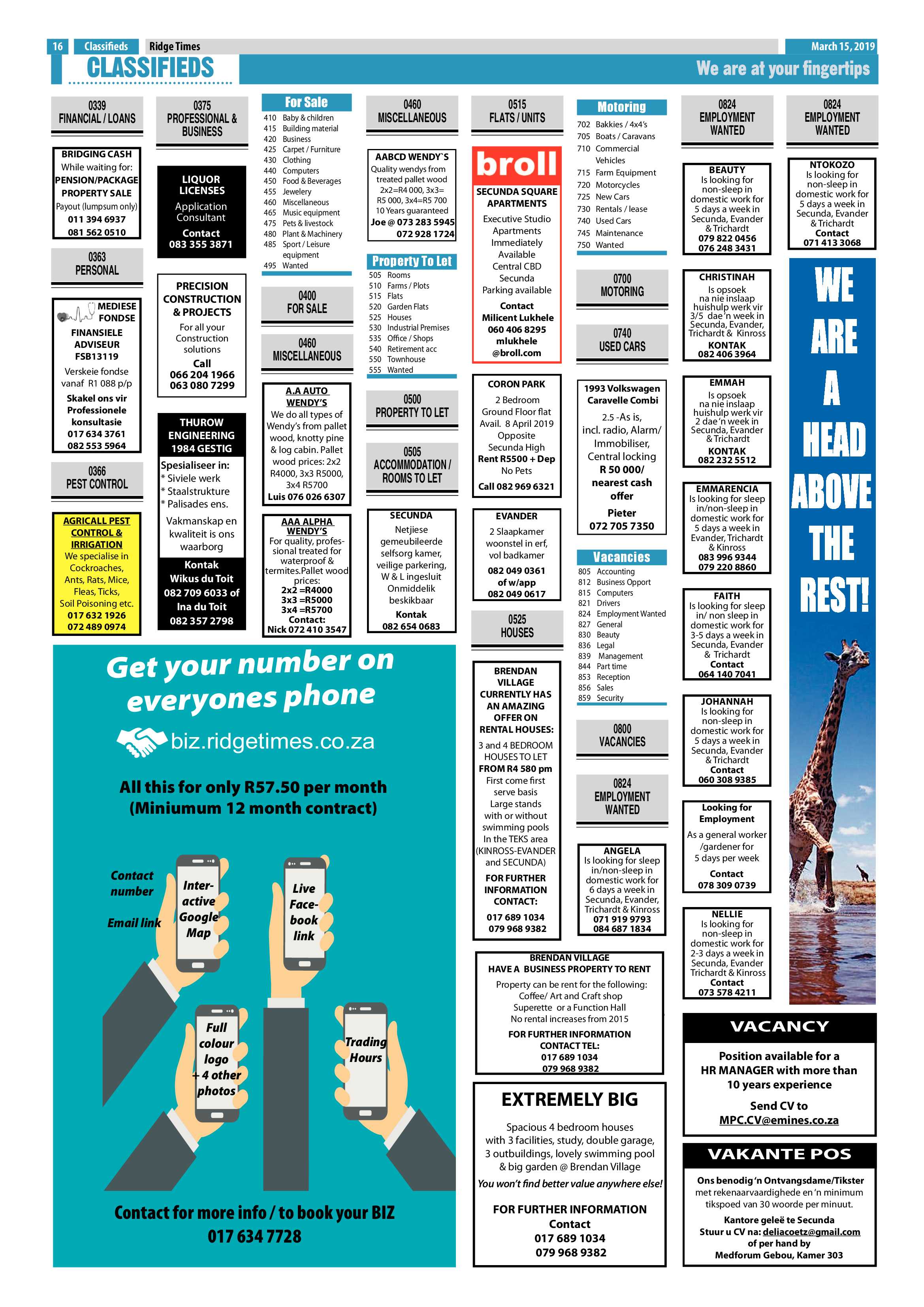 Ridge Times 15 March 2019 page 16