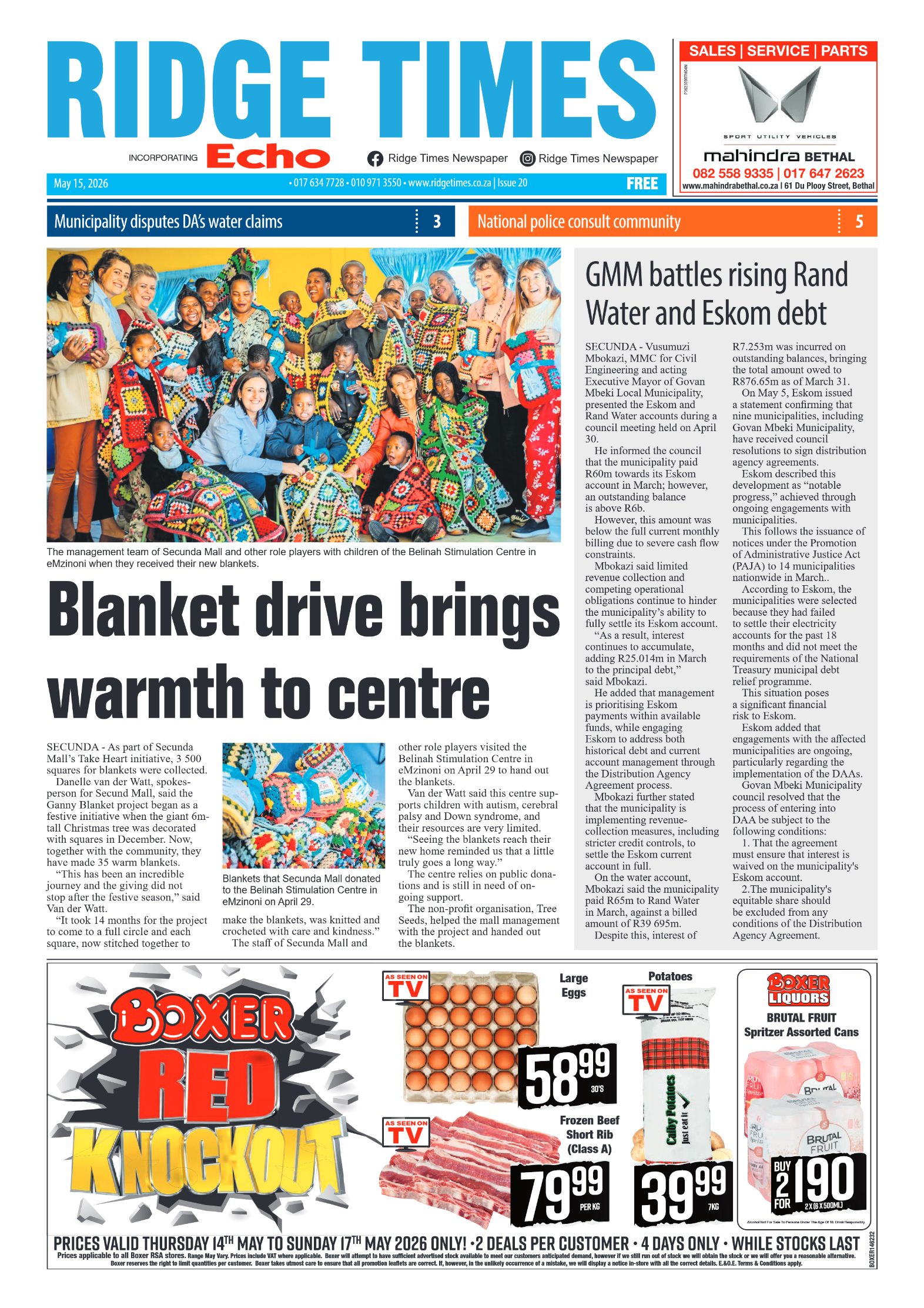Ridge Times 15 May 2026 page 1