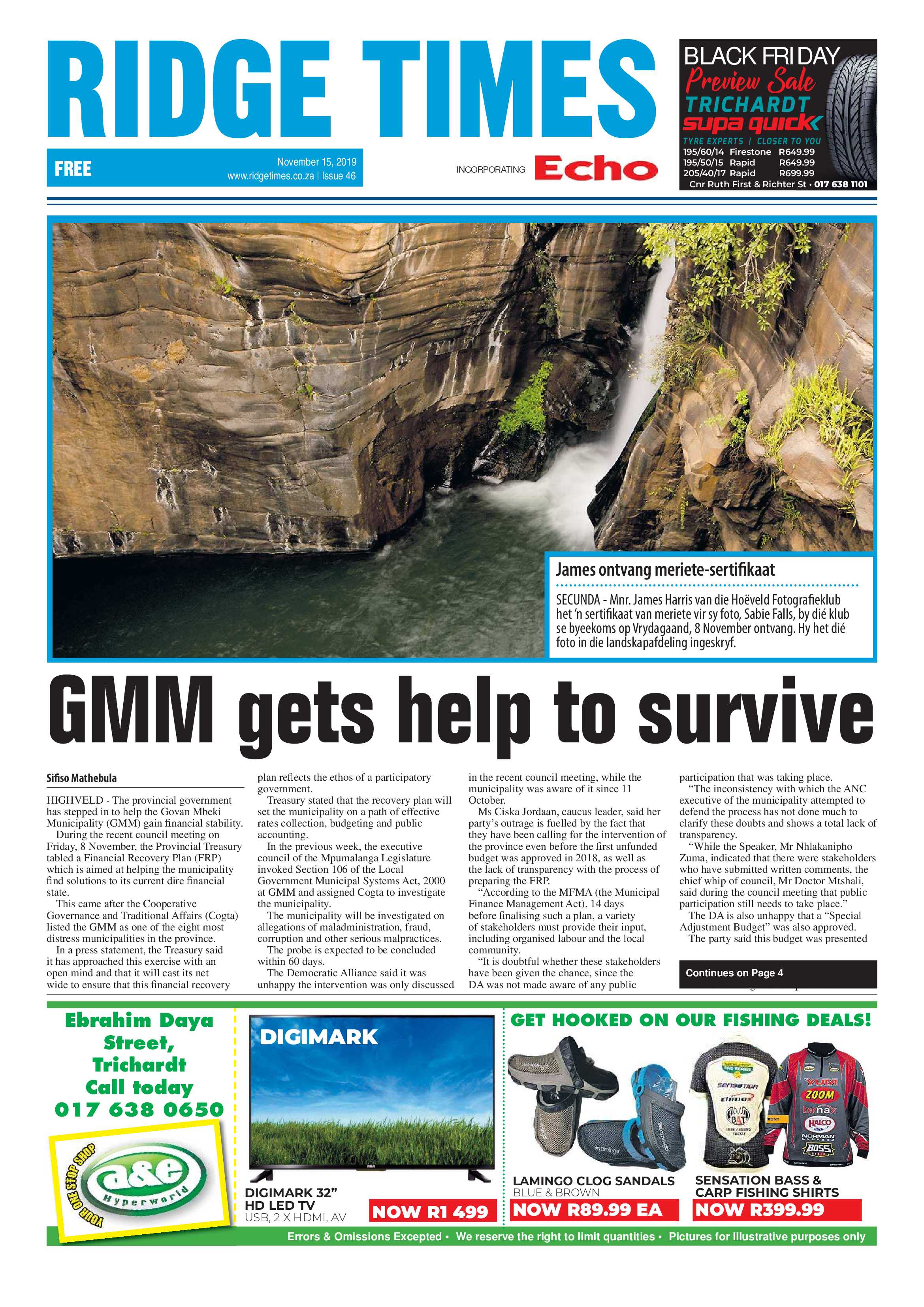 Ridge Times 15 November 2019 page 1