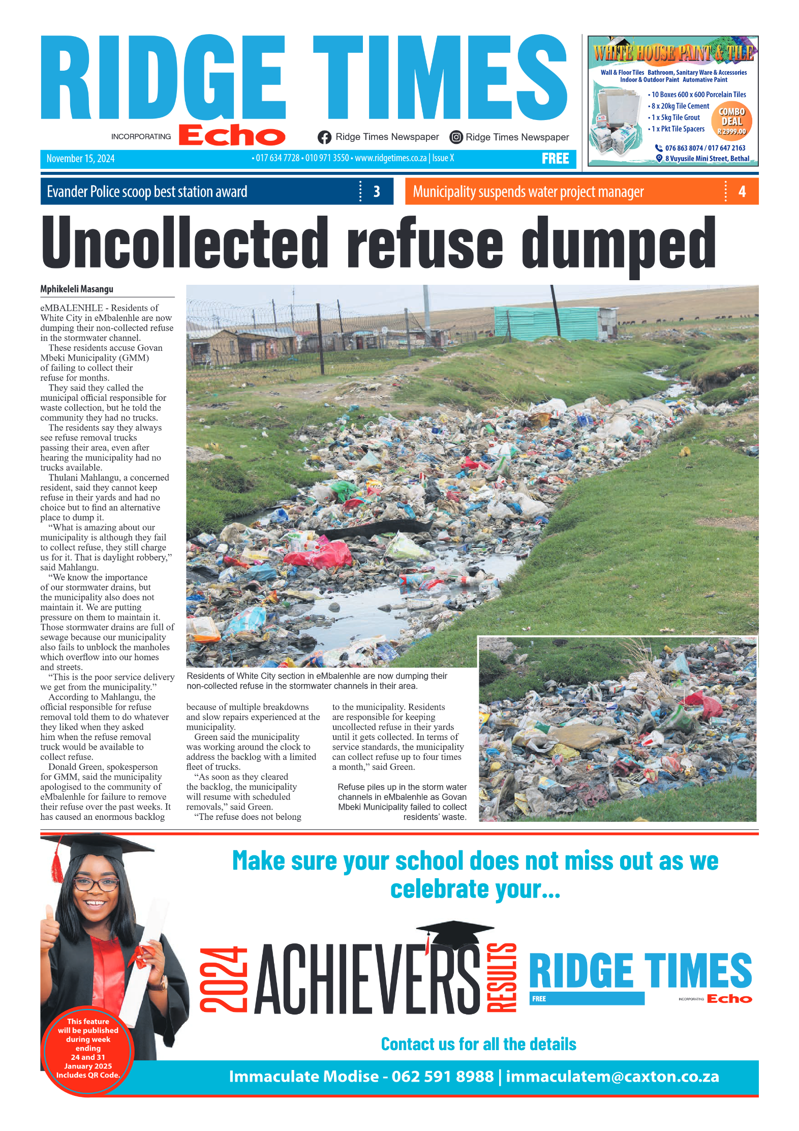 Ridge Times 15 November 2024 page 1