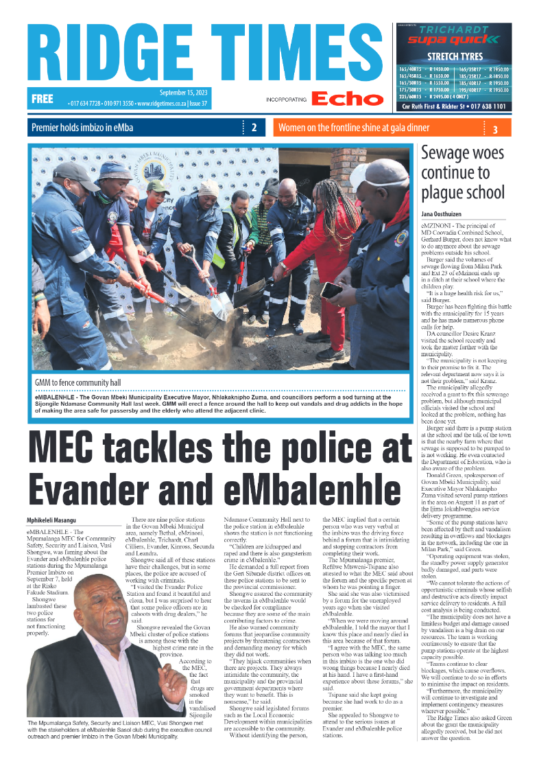 Ridge Times 15 September 2023 page 1