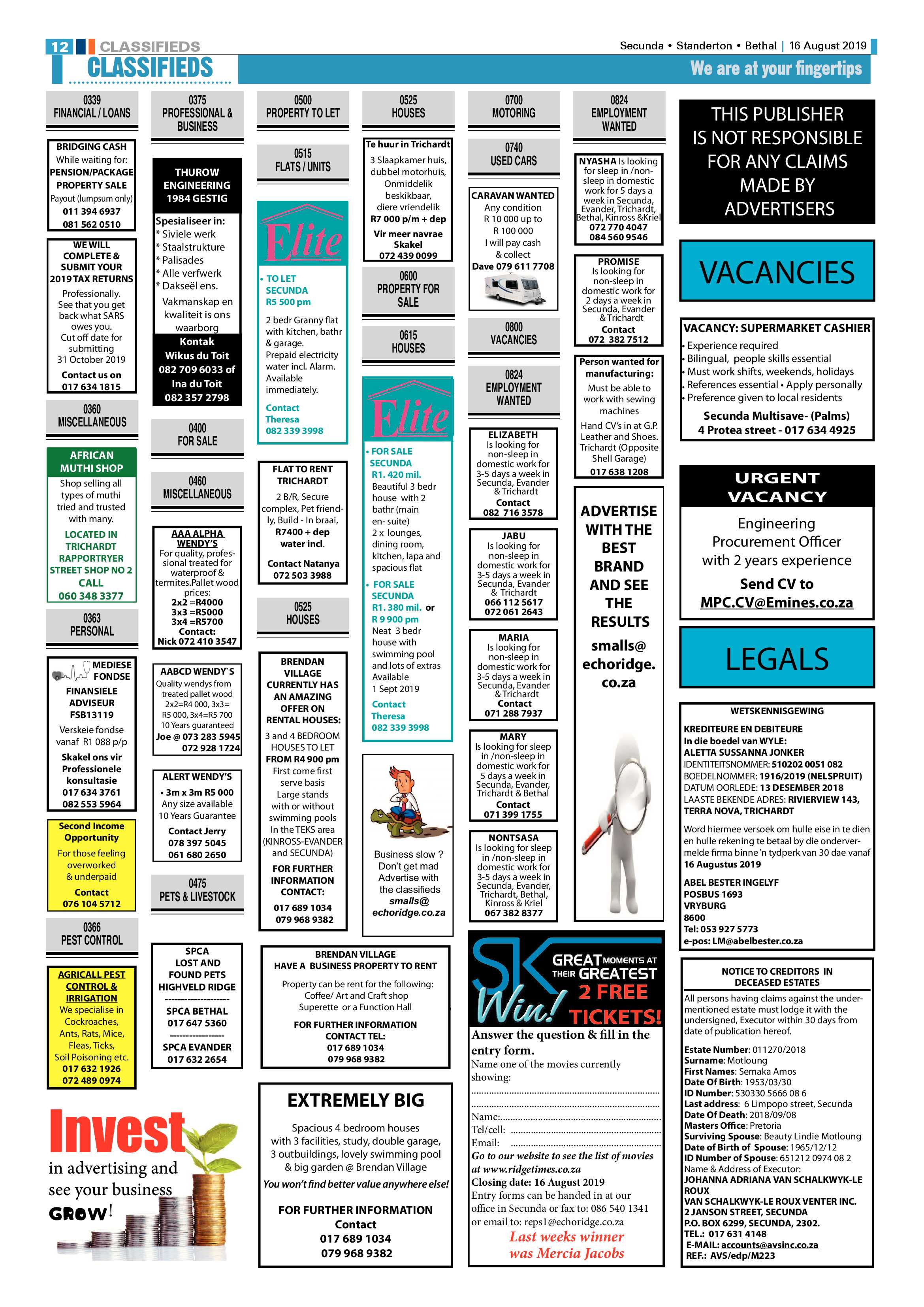 Ridge Times 16 August 2019 page 12
