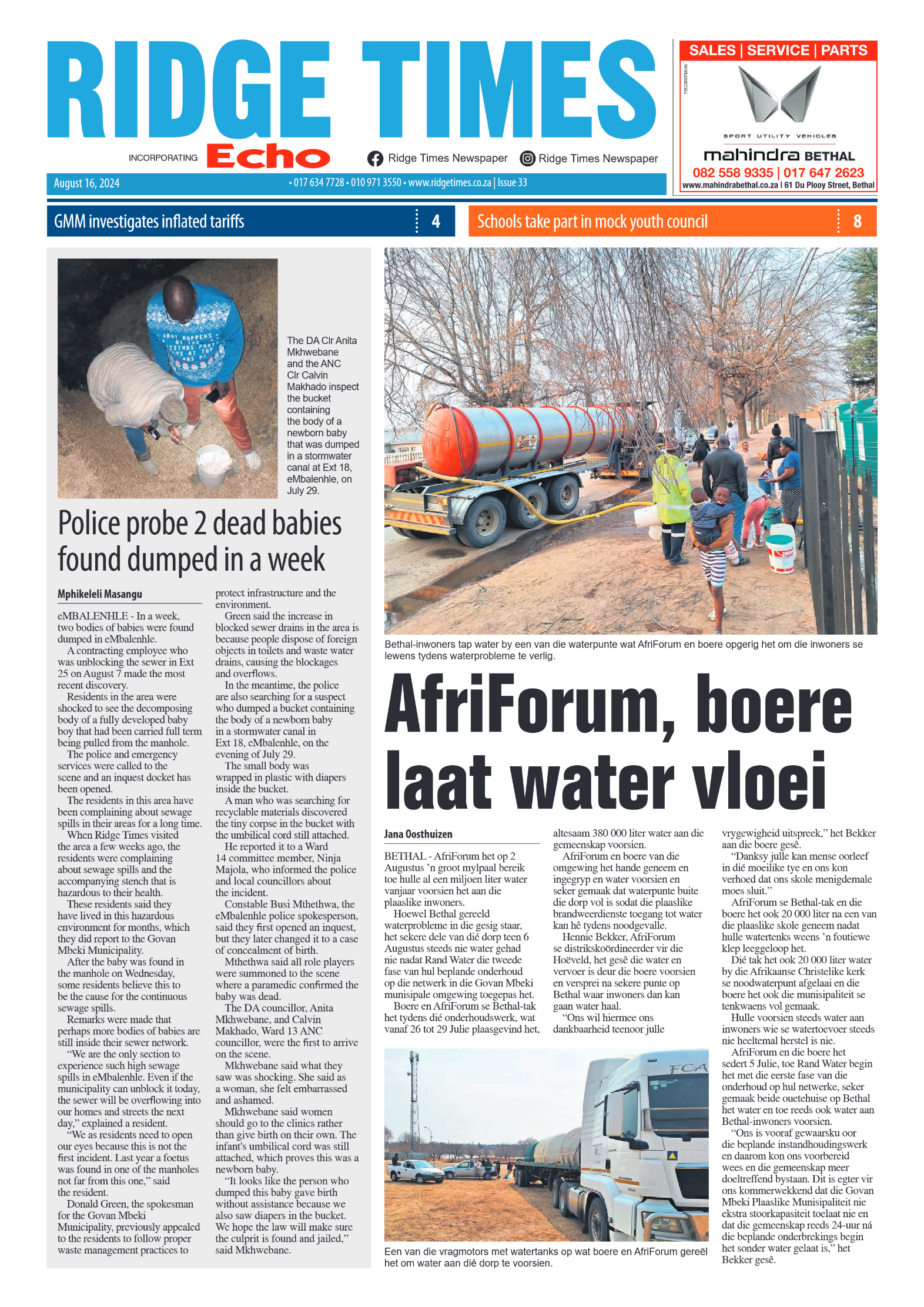 Ridge Times 16 August 2024 page 1
