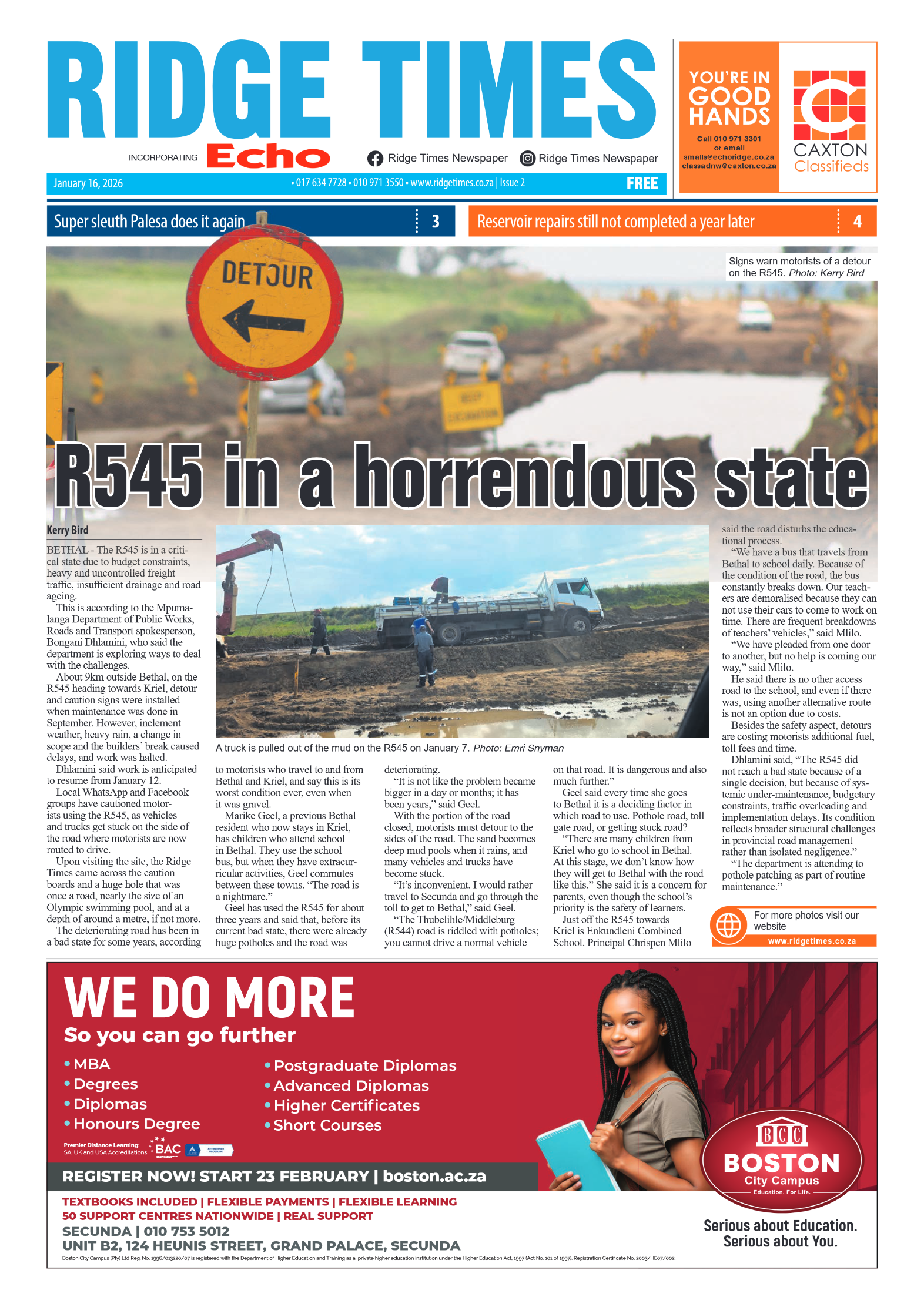 Ridge Times 16 January 2026 page 1