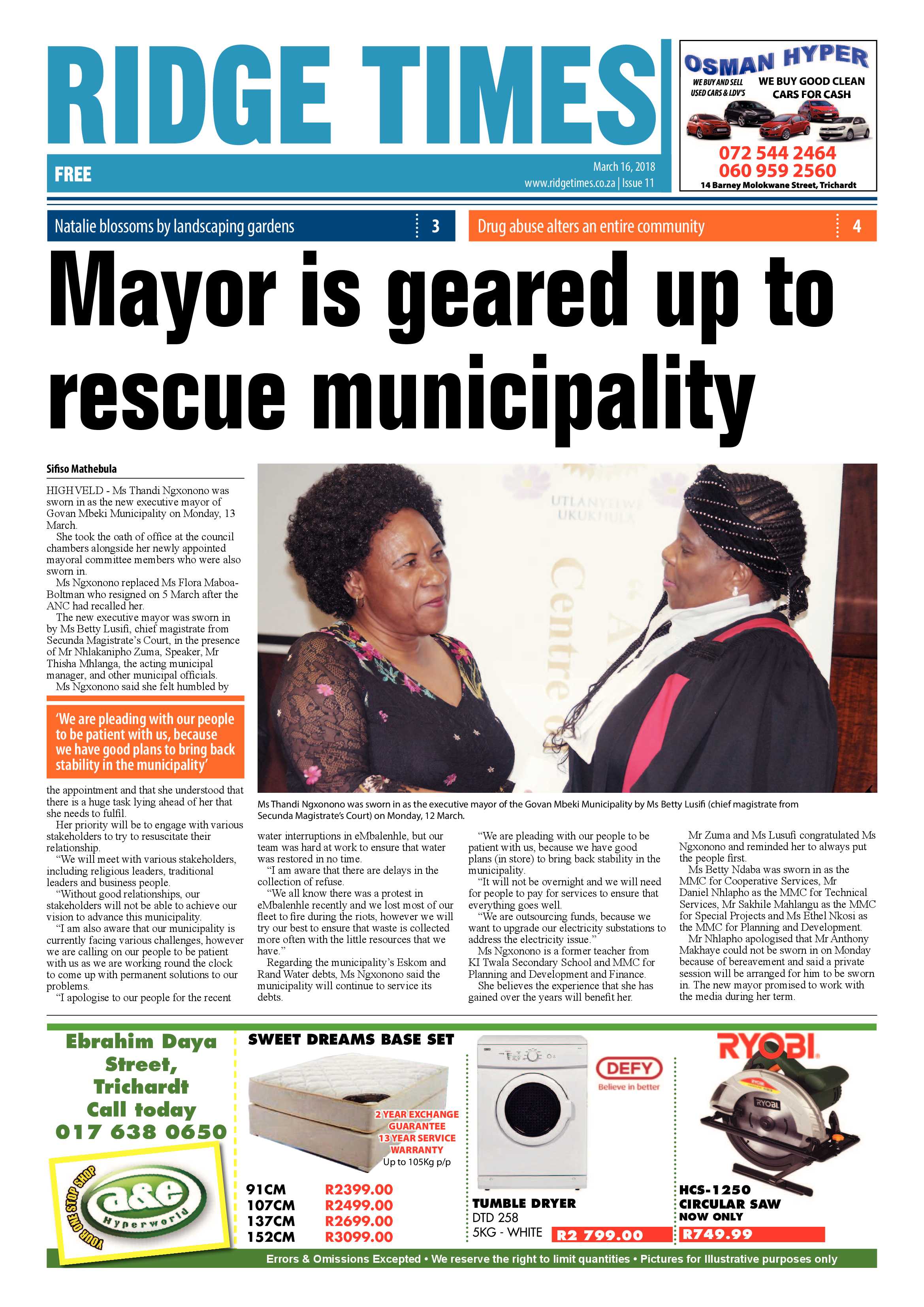 Ridge Times 16 March 2018 page 1