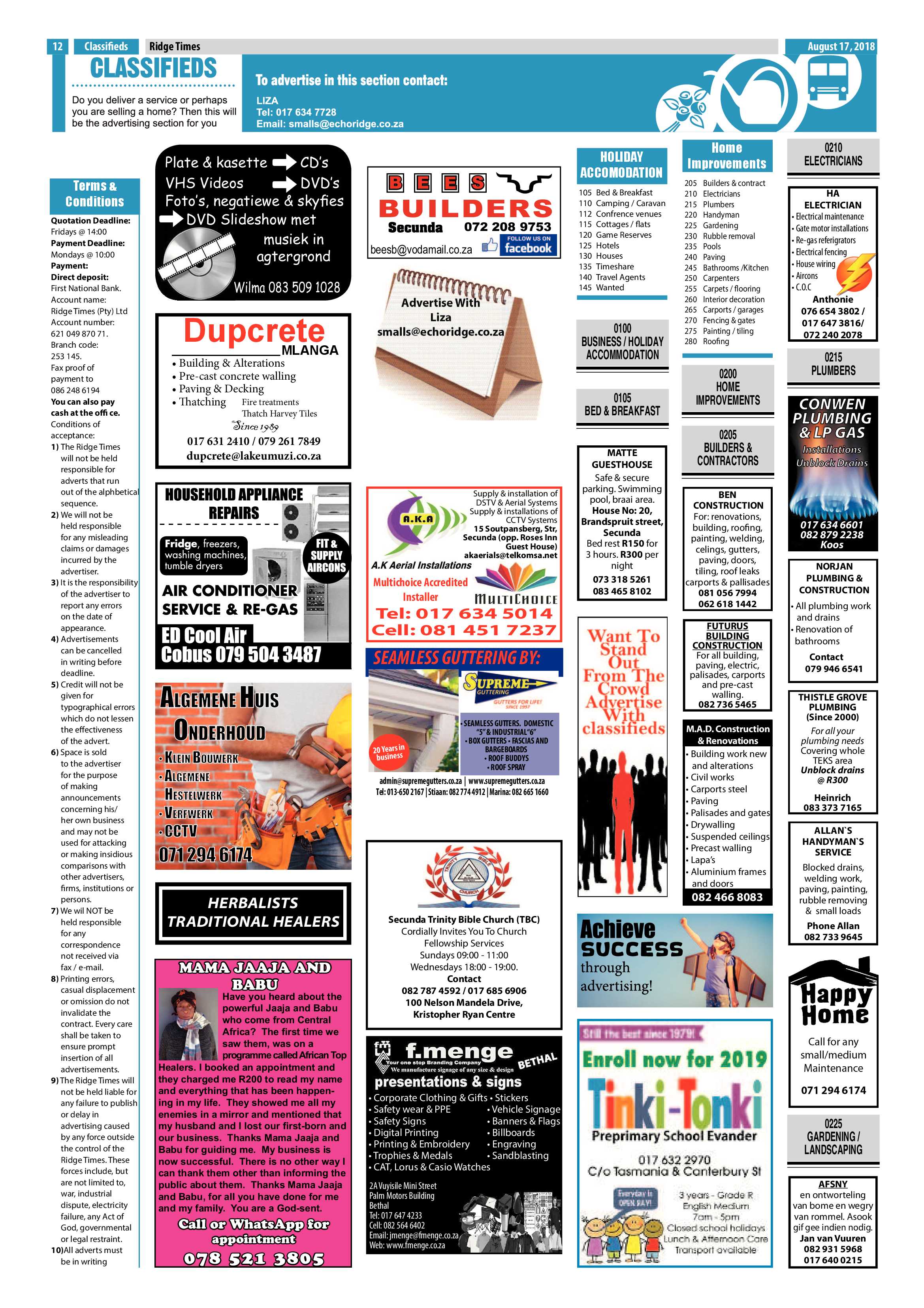 Ridge Times 17 August 2018 page 12