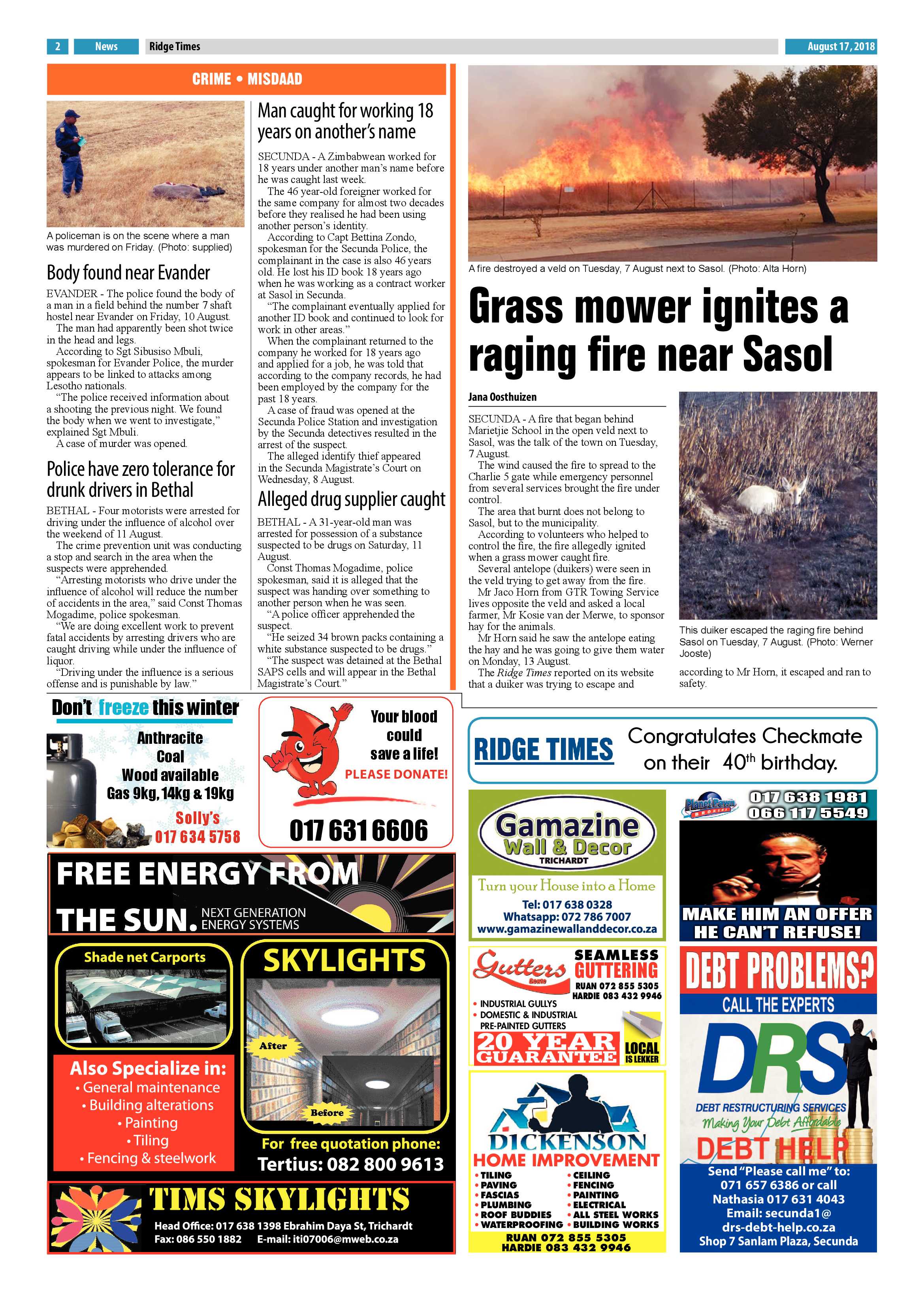 Ridge Times 17 August 2018 page 2