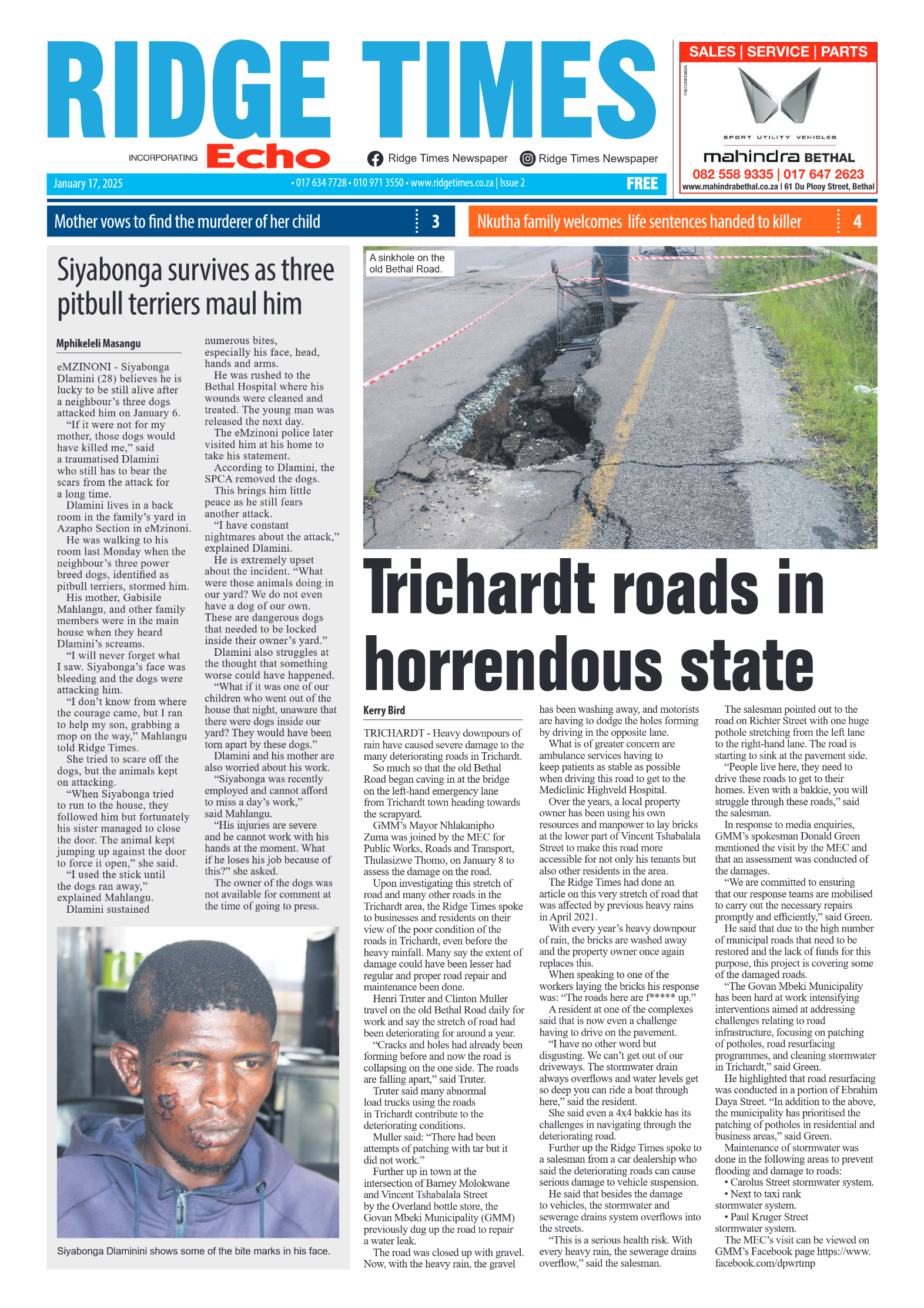 Ridge Times 17 January 2025 page 1