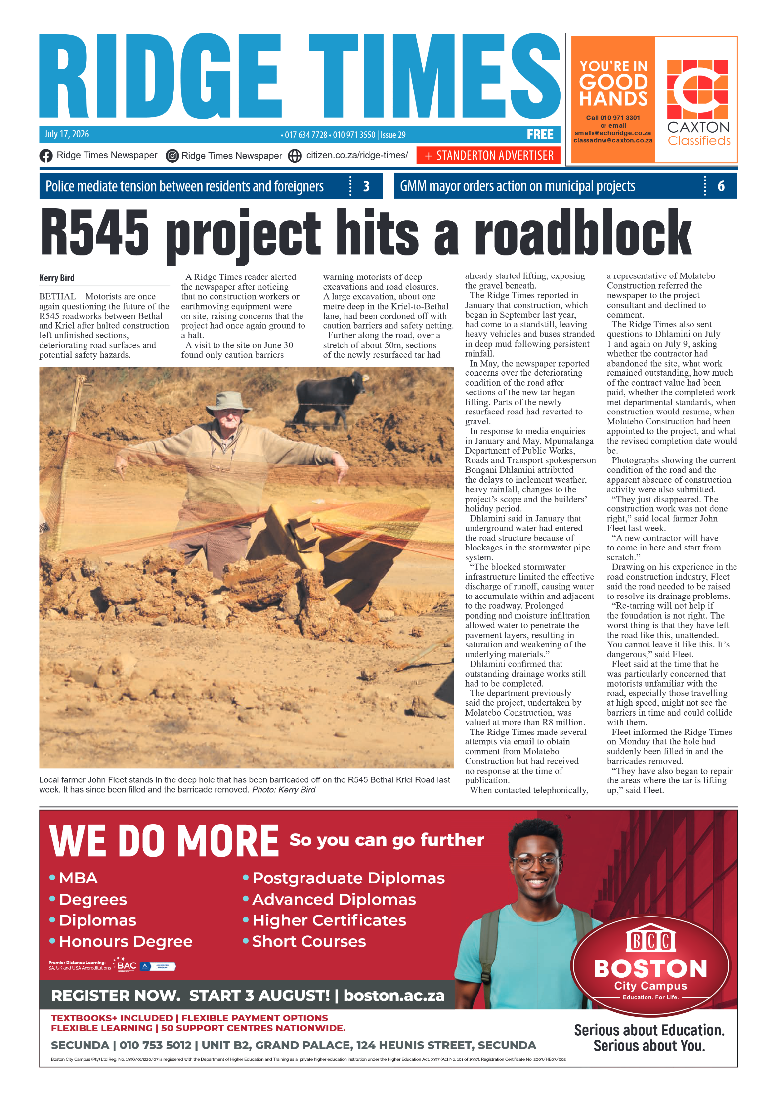 Ridge Times 17 July 2026 page 1
