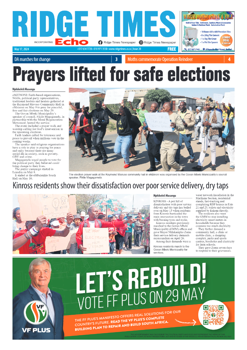 Ridge Times 17 May 2024 page 1