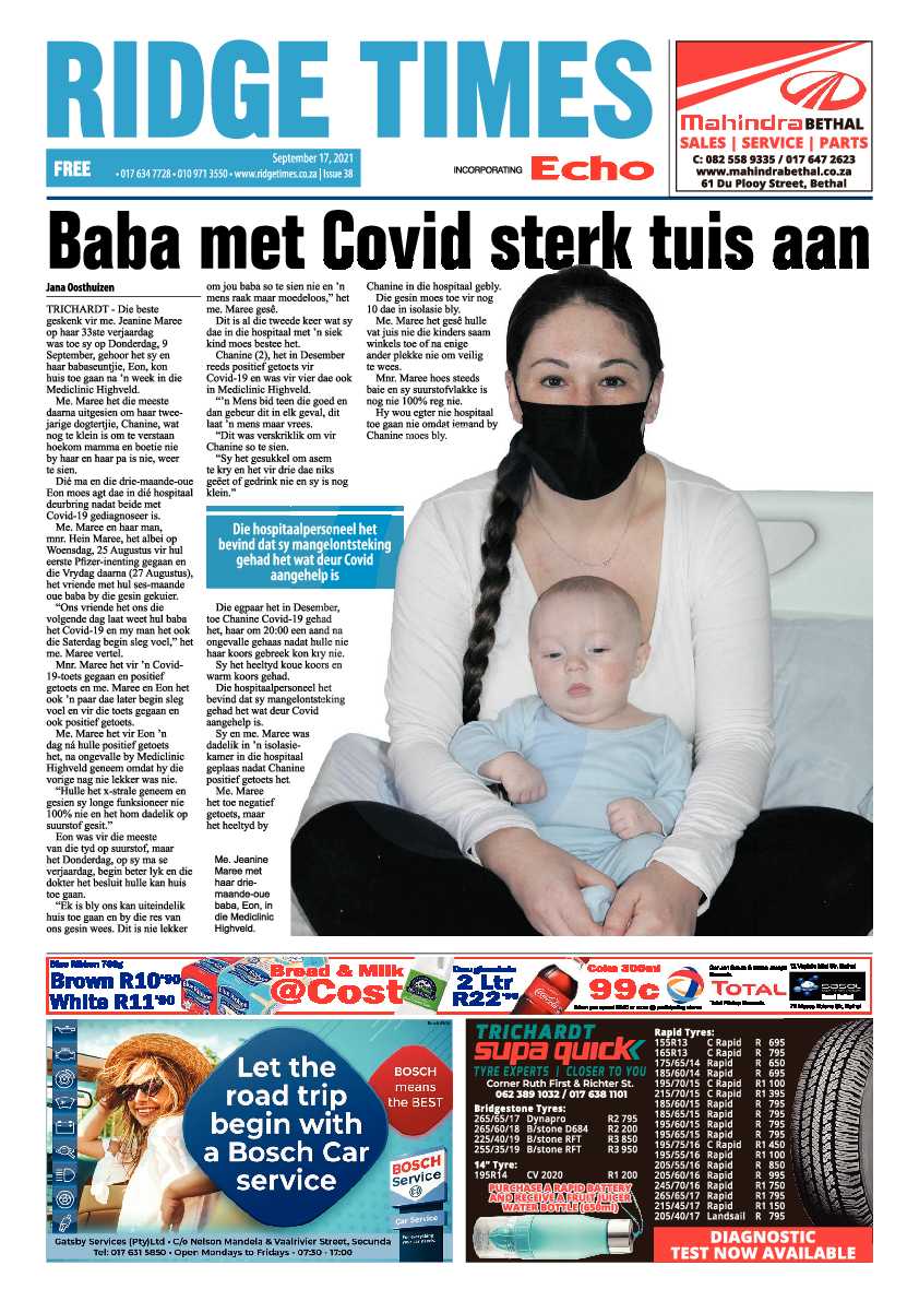 Ridge Times 17 September 2021 page 1