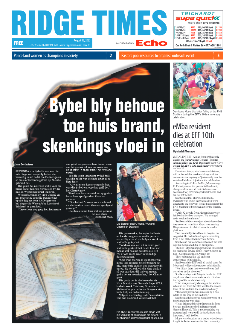 Ridge Times 18 August 2023 page 1